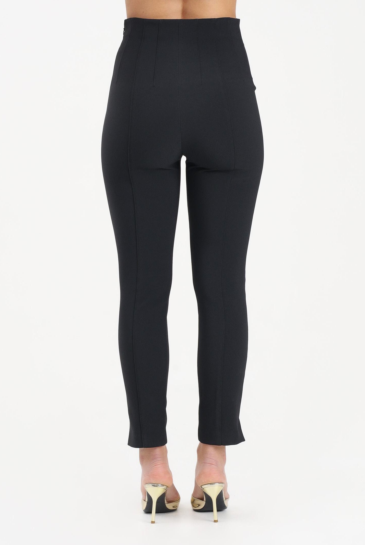 ELISABETTA FRANCHI Pantalone elegante nero da donna con dettagli logo PA16361E2 110 ELISABETTA FRANCHI