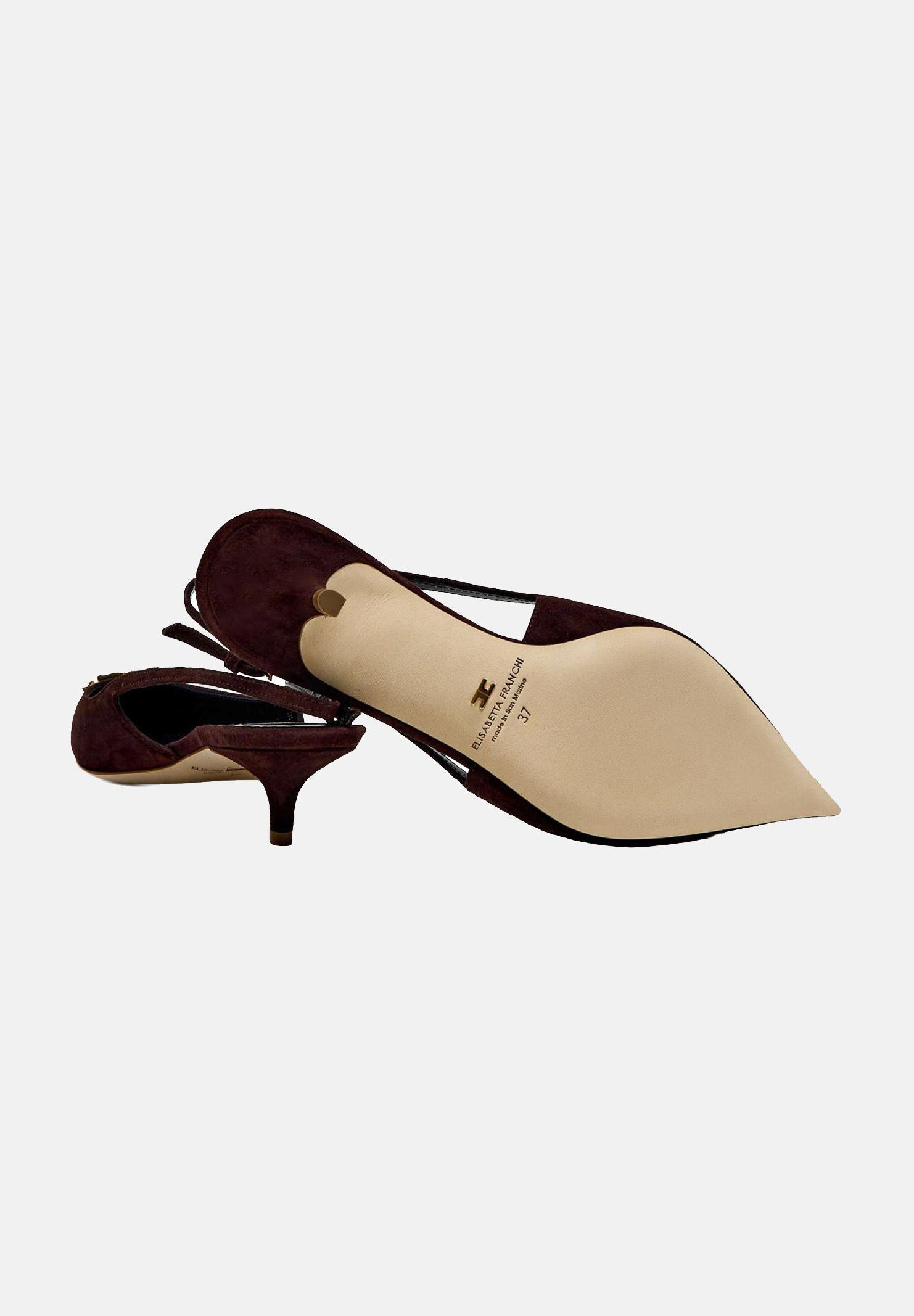ELISABETTA FRANCHI Slingback realizzate in suede cacao da donna SA17L61E2 644 ELISABETTA FRANCHI