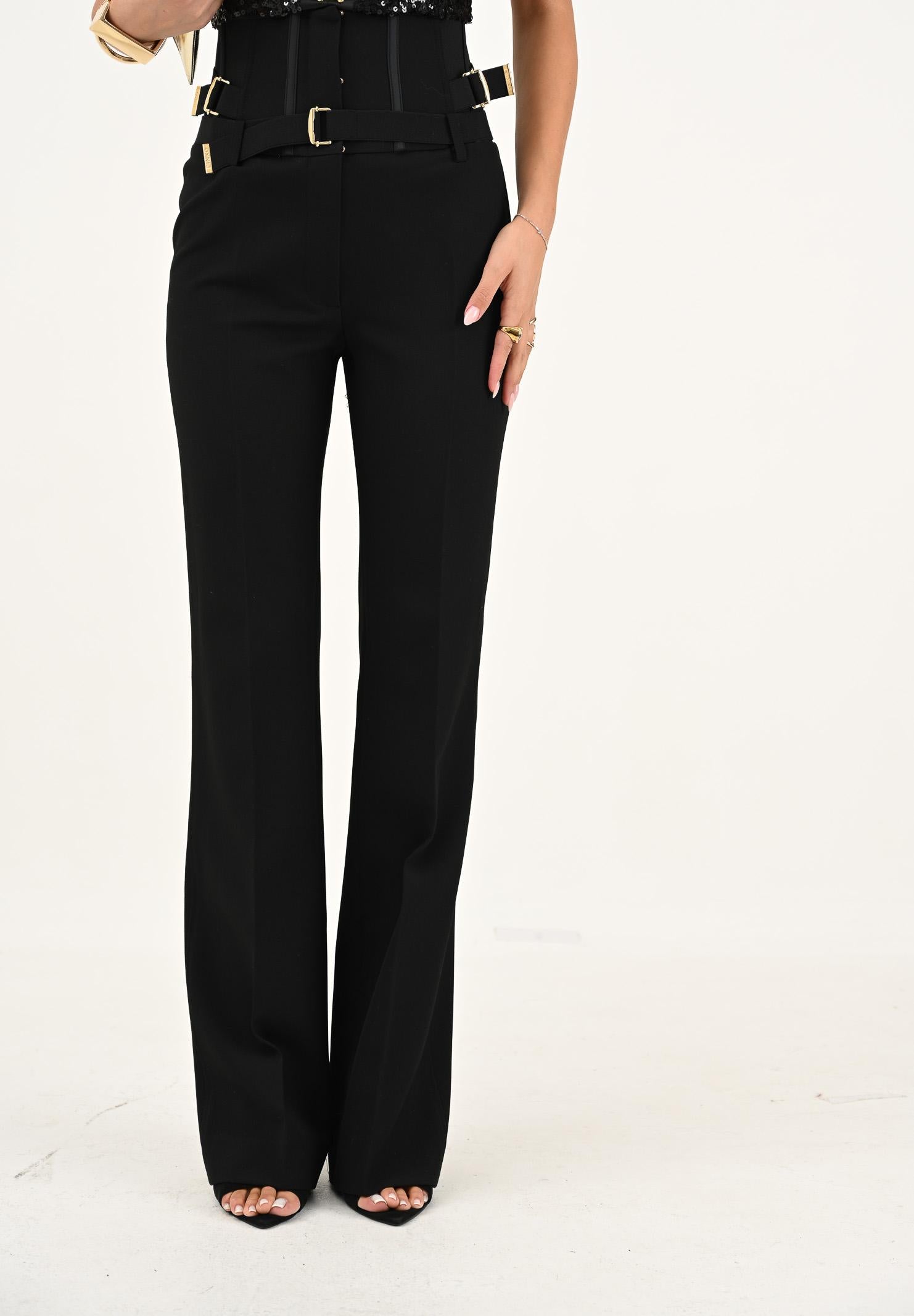 PINKO Pantalone elegante nero da donna con dettaglio bustier 105654A2QV Z99 PINKO