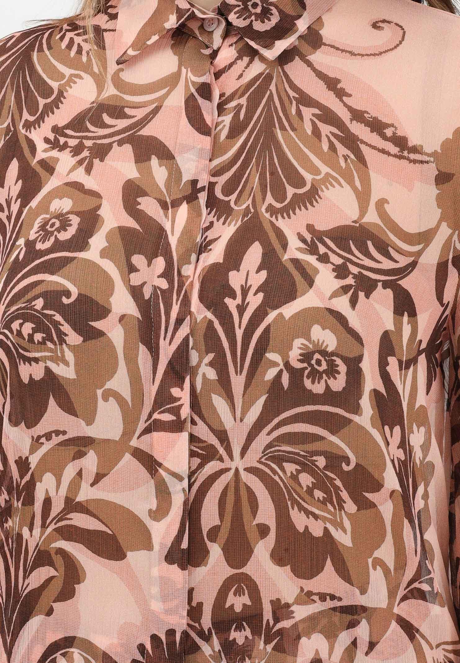 SIMONA CORSELLINI Camicia a manica lunga rosa da donna con stampa floreale P26CPCA01501 V0697 SIMONA CORSELLINI