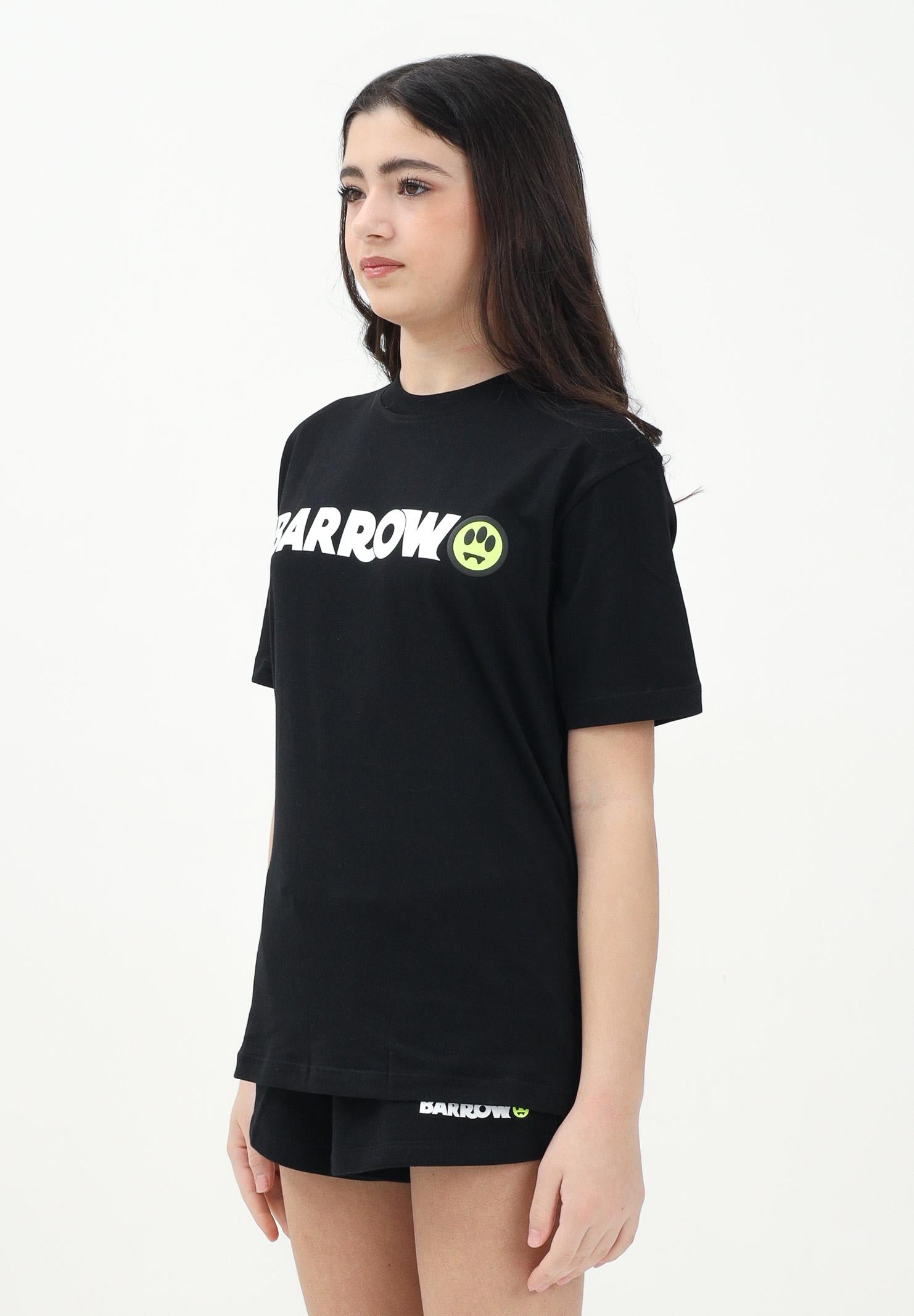 BARROW T-shirt a manica corta nera per donna, ragazzi e bambini con stampa logo S5BKJUTH082 110 BARROW