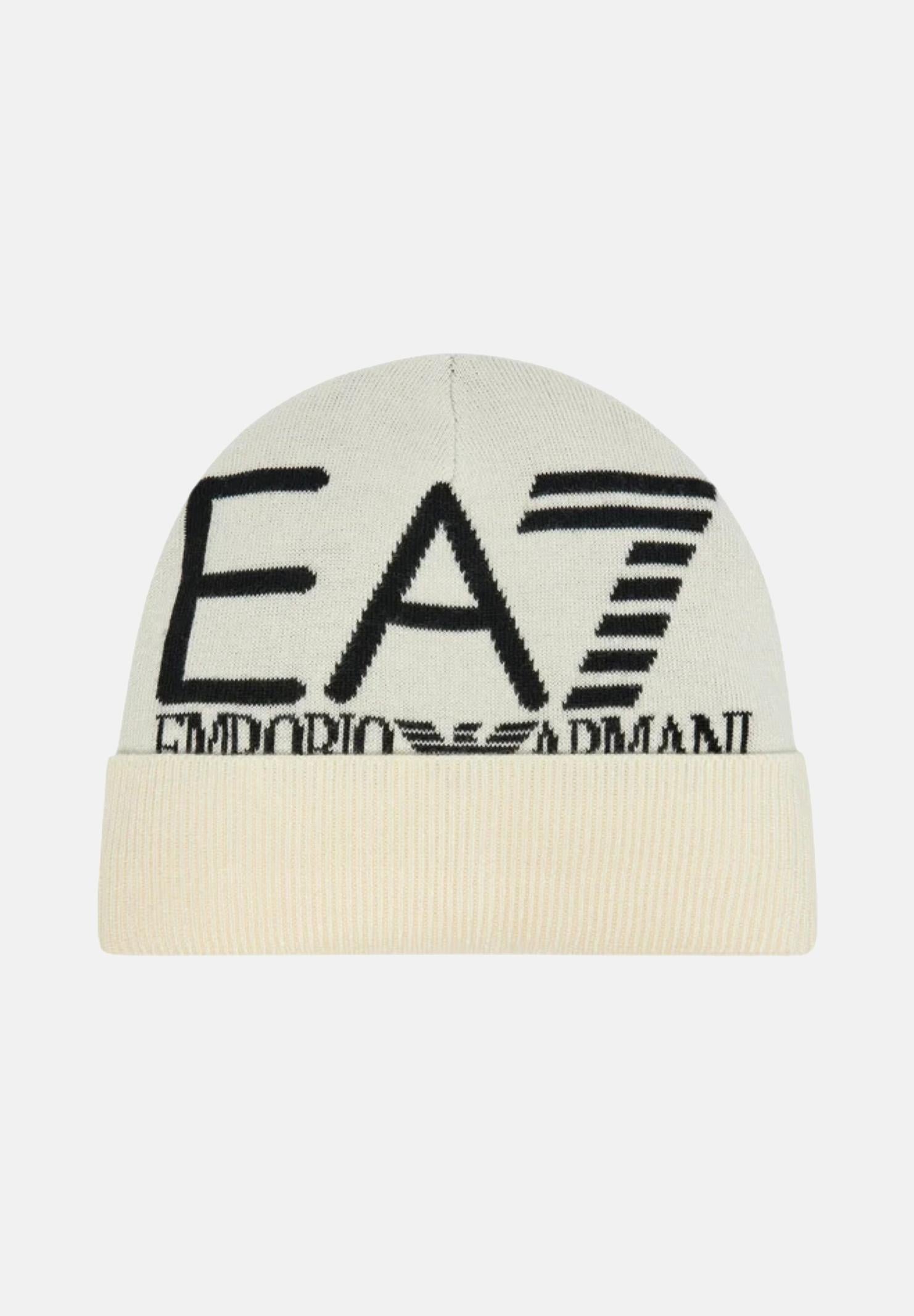 EA7 Berretto di lana panna da uomo con logo 7X000006AF11994 M1181 EA7