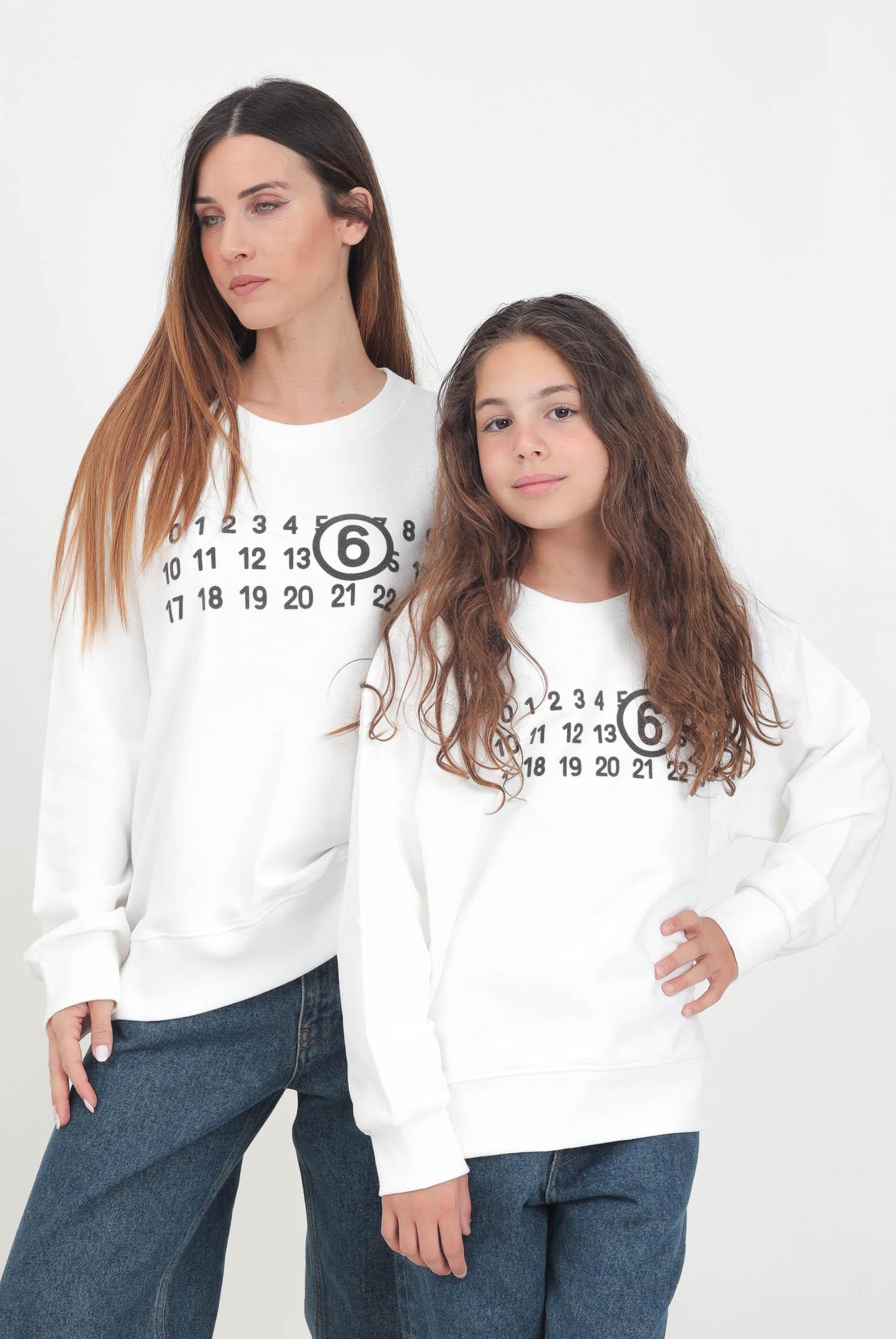 Felpa girocollo bianca per donna e bambina con stampa Numerique M60681MM006 M6102 MAISON MARGIELA