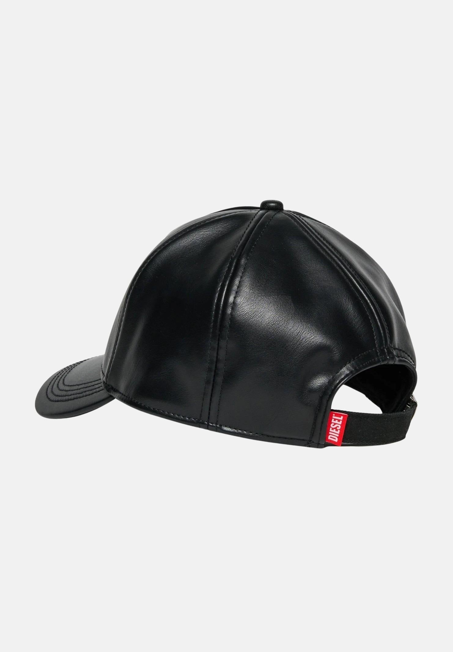 DIESEL Cappello con visiera nero per uomo e donna realizzato in tessuto spalmato con logo Oval D J02520KXBQ5 K900 DIESEL