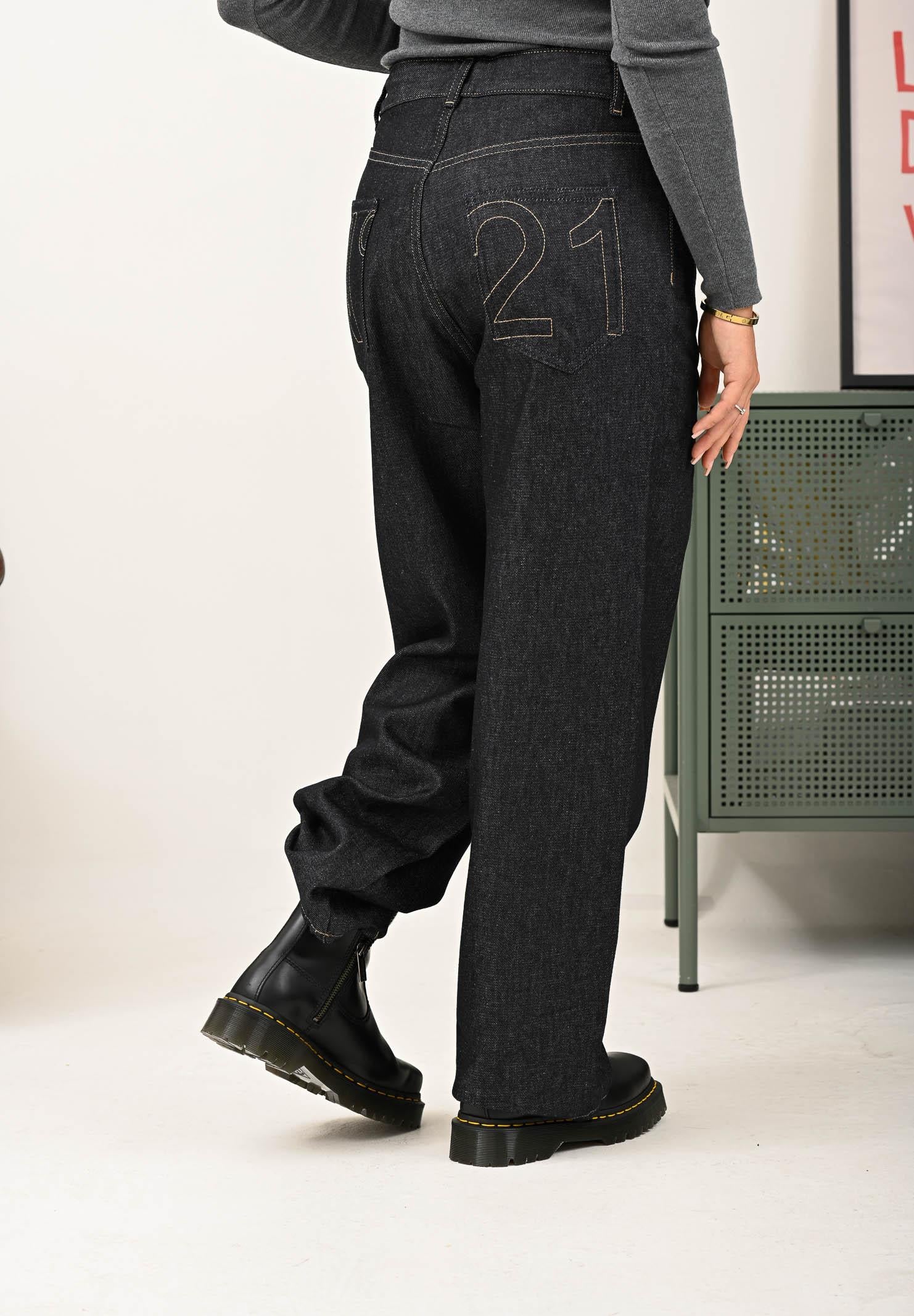 N21 Jeans in denim scuro per donna, ragazzi e bambini con impunture a contrasto N2108MN0438 0N01 N21