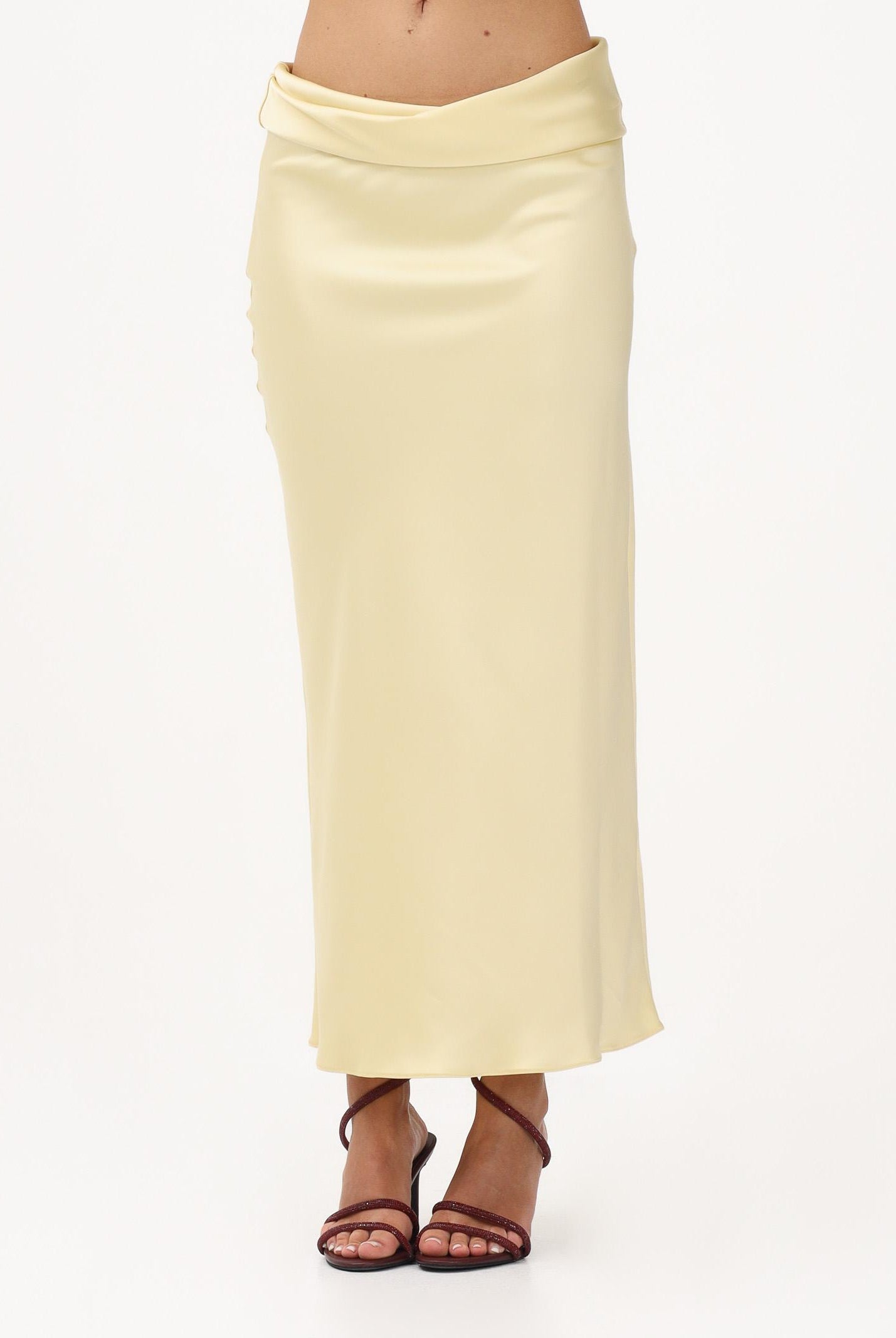 PATRIZIA PEPE Gonna midi gialla da donna con drappeggio 8G0532A269 Y478 PATRIZIA PEPE