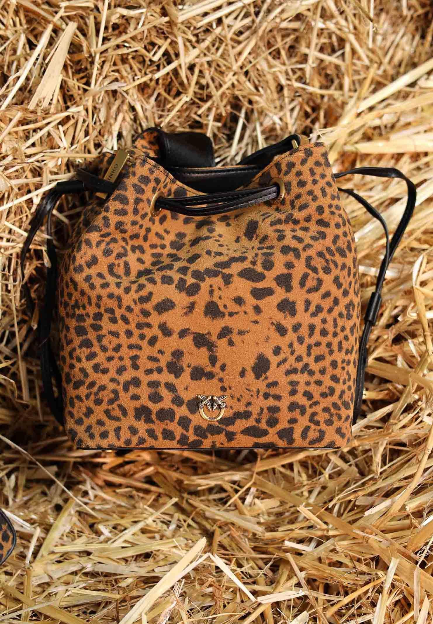 PINKO Borsa mini cammello da donna in Suede Leopardato 104303A32A M35Q PINKO