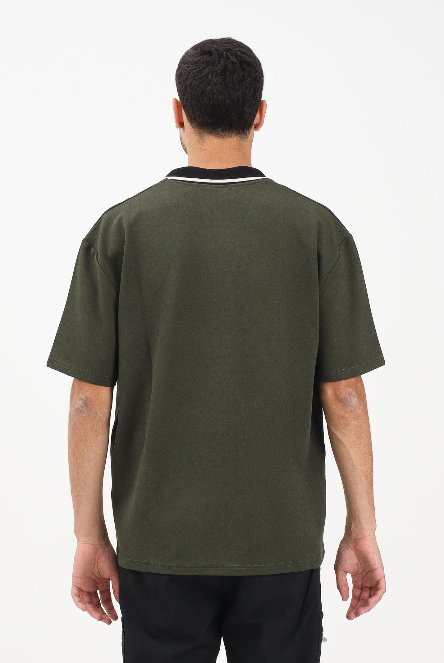 GCDS Polo a manica corta verde militare da uomo con Logo Lounge B2EM2500JJ6 88 GCDS