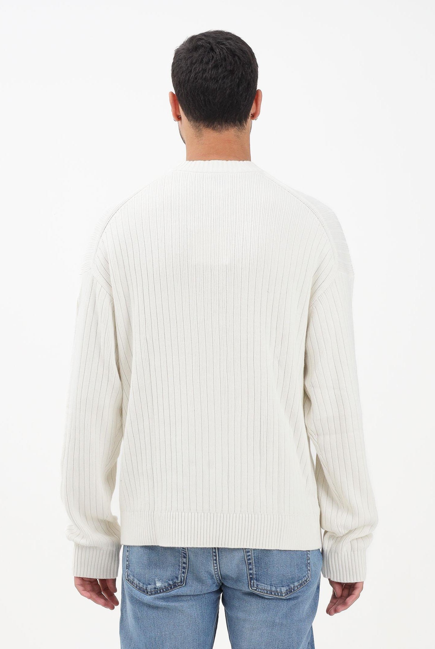 CALVIN KLEIN JEANS Maglioncino girocollo panna da uomo con logo LV04RD314GYAS  CALVIN KLEIN JEANS