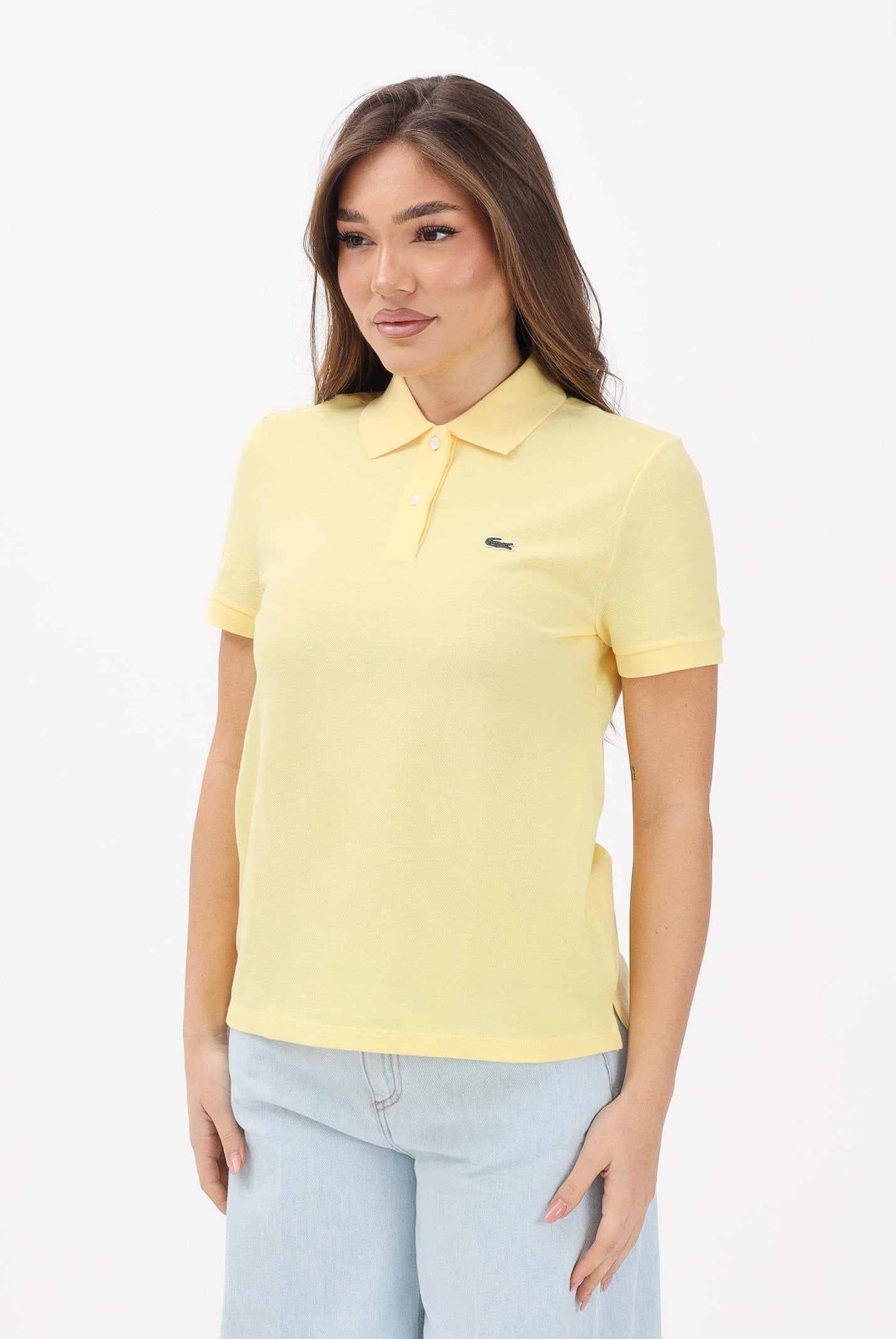 LACOSTE Polo a manica corta gialla da donna PF7839 107 LACOSTE