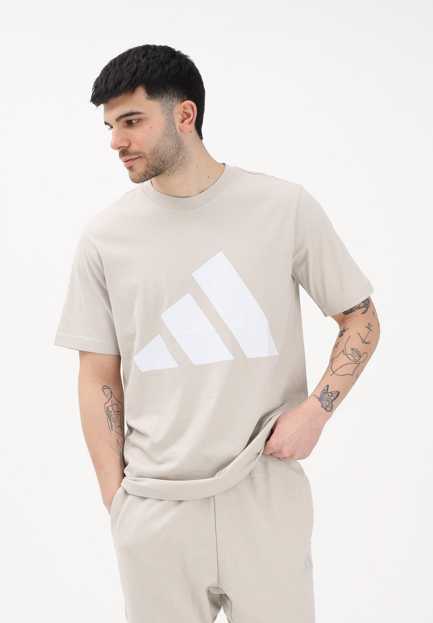 ADIDAS PERFORMANCE T-shirt a manica corta Essentials Big Logo beige da uomo JE8933 . ADIDAS PERFORMANCE