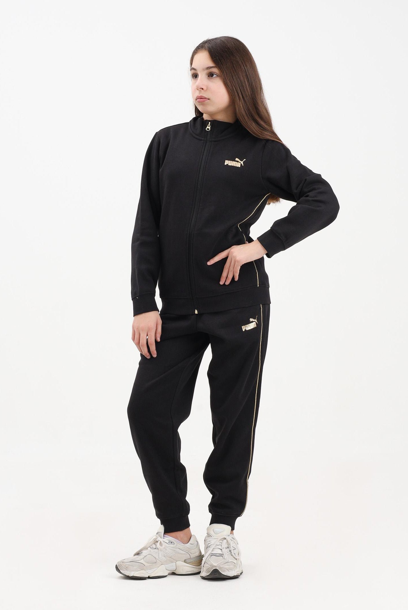 PUMA tuta nera per bambina con dettagli dorati 692212 01 PUMA