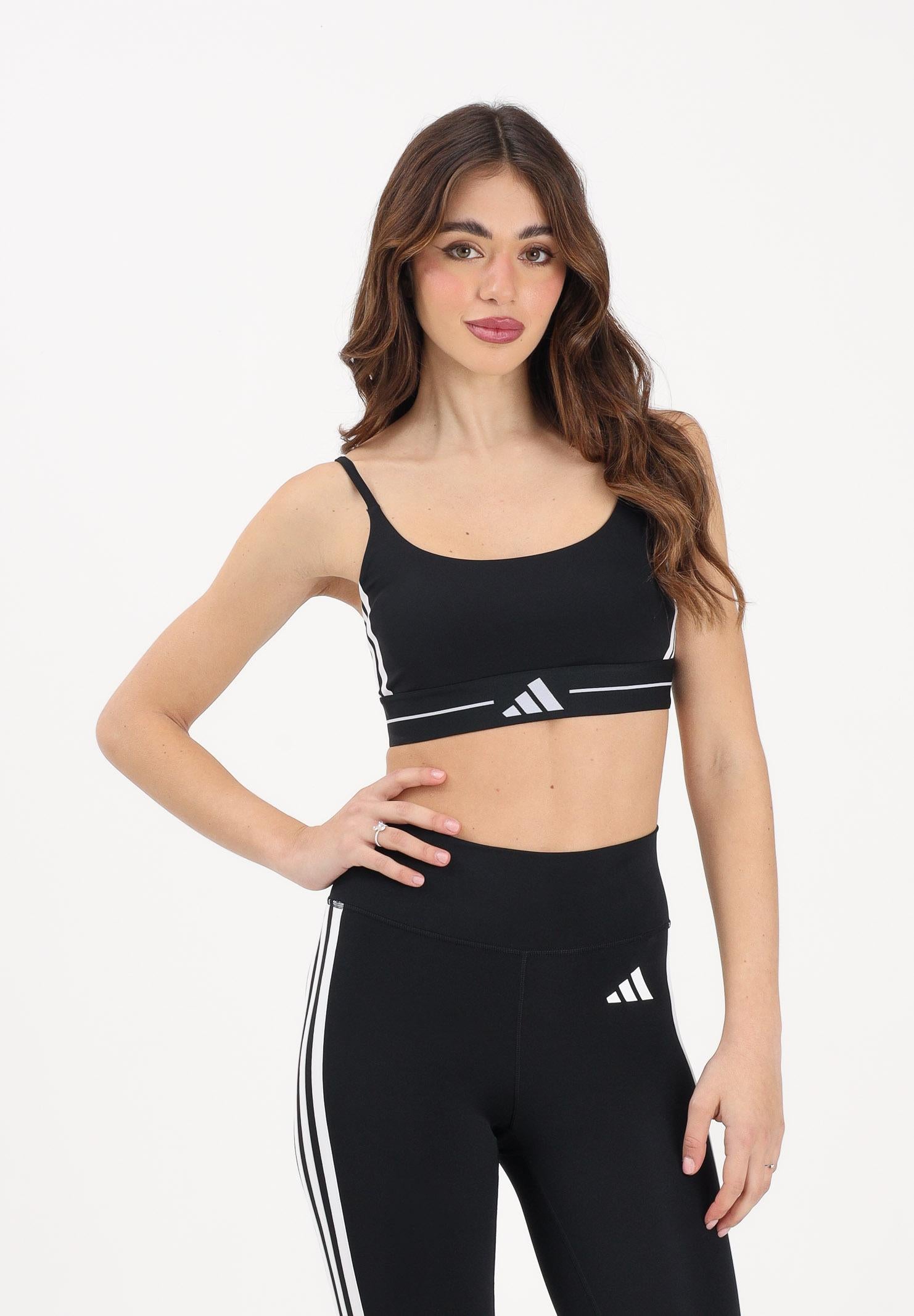 ADIDAS PERFORMANCE Top sportivo Hyperglam 3-Stripes Light Support nero da donna KB3683 . ADIDAS PERFORMANCE