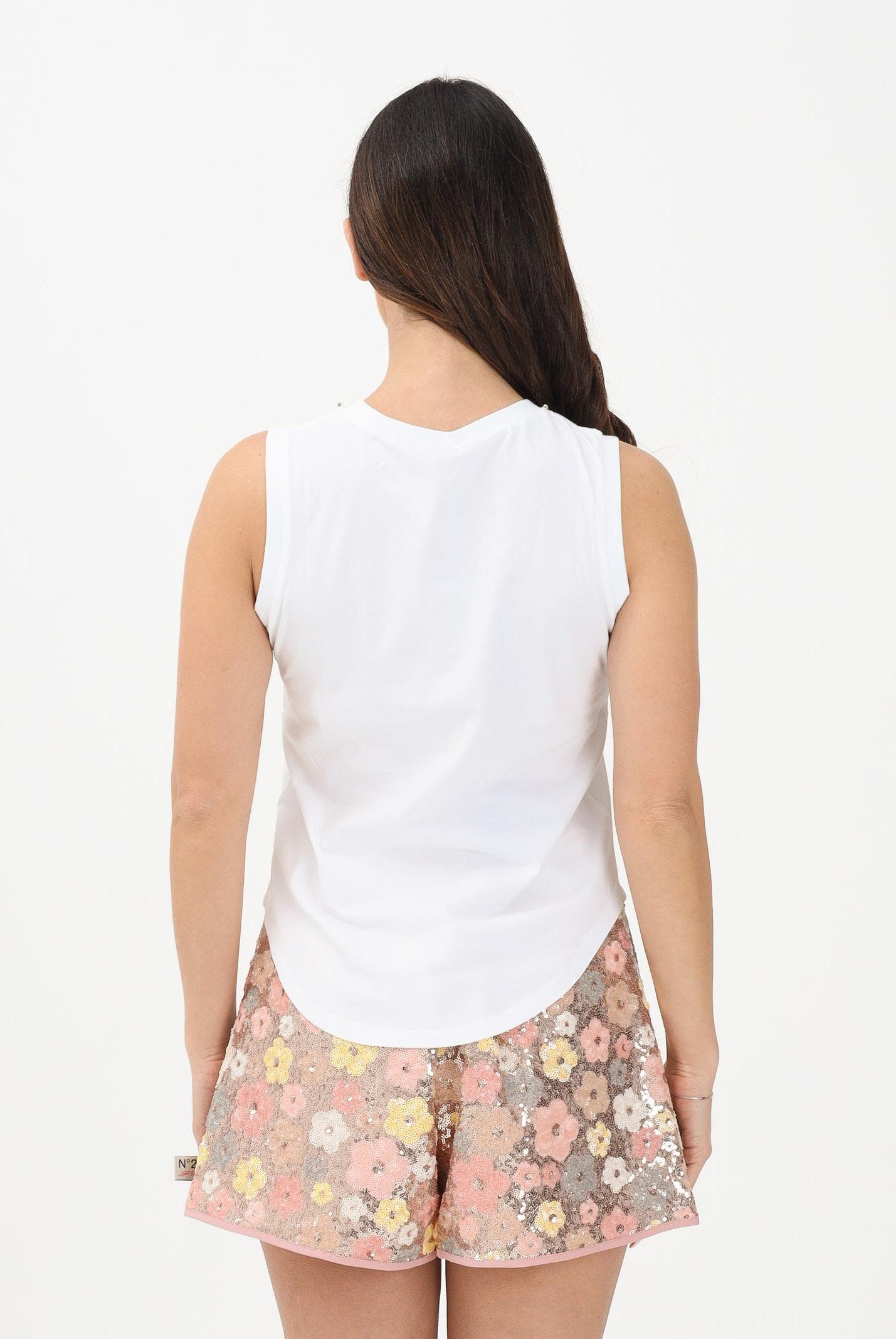 N21 Canotta bianca per donna, ragazze e bambine con dettaglio gioiello N210A5N0479 0N100 N21