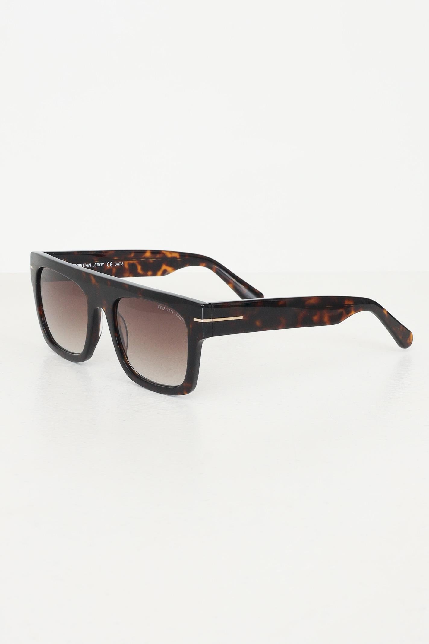 Occhiali da sole marroni per uomo e donna con montatura rettangolare 25043 02 CRISTIAN LEROY