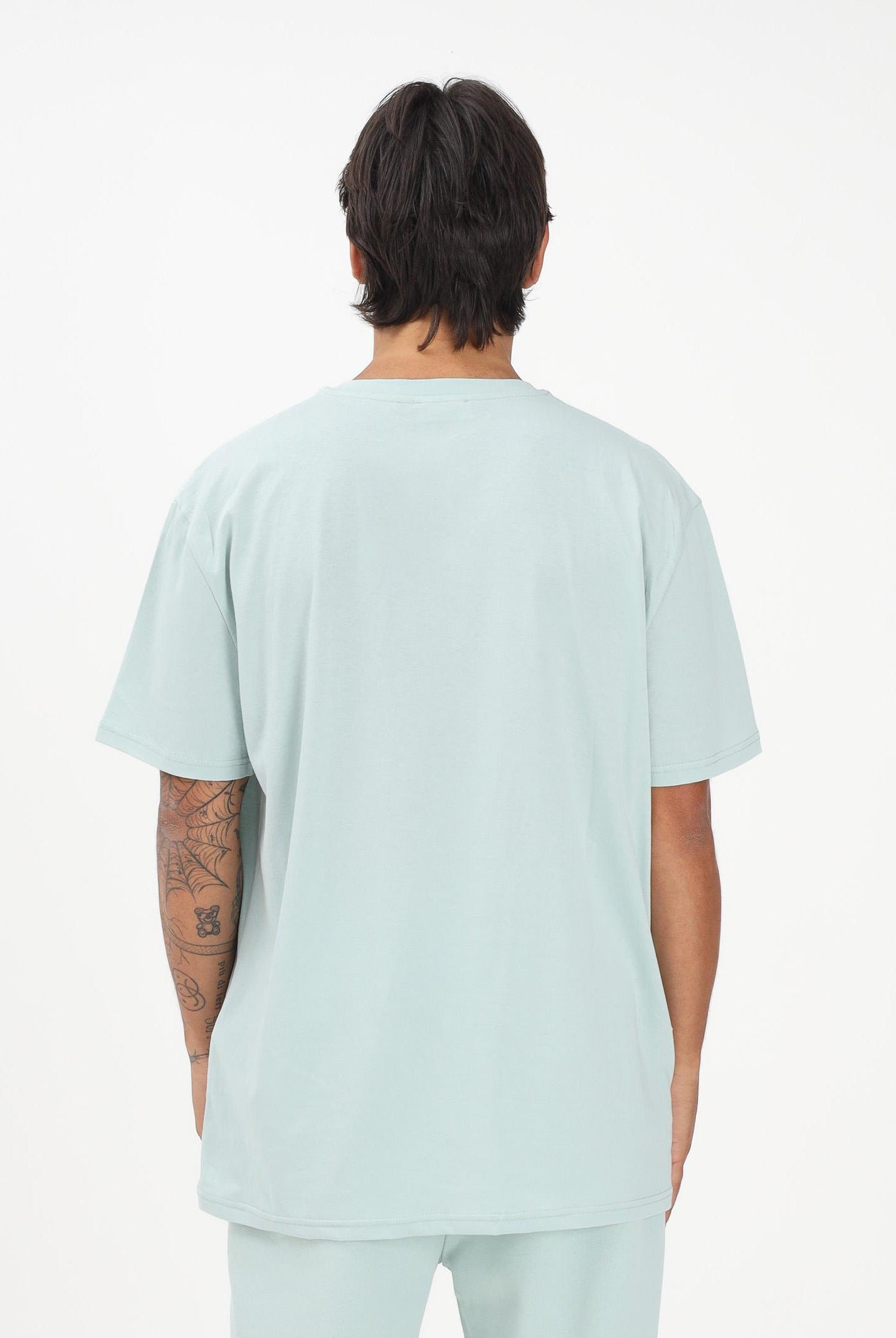 GCDS T-shirt a manica corta verde acqua per uomo e donna con stampa logo C1MEQC041J104 818G GCDS