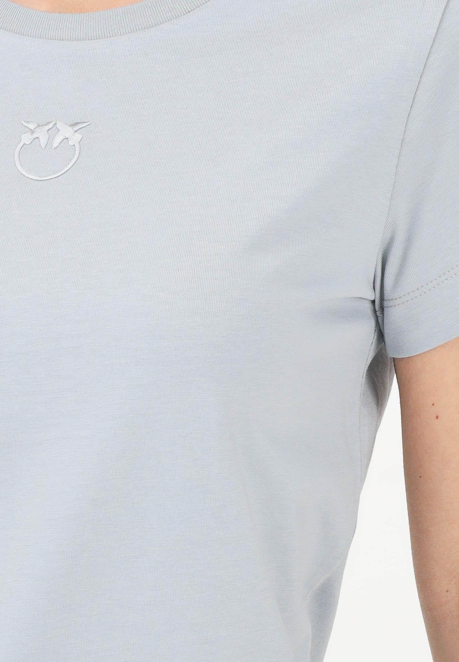 PINKO T-shirt a manica corta azzurro arona da donna con ricamo logo Love Birds 100355A339 E87 PINKO