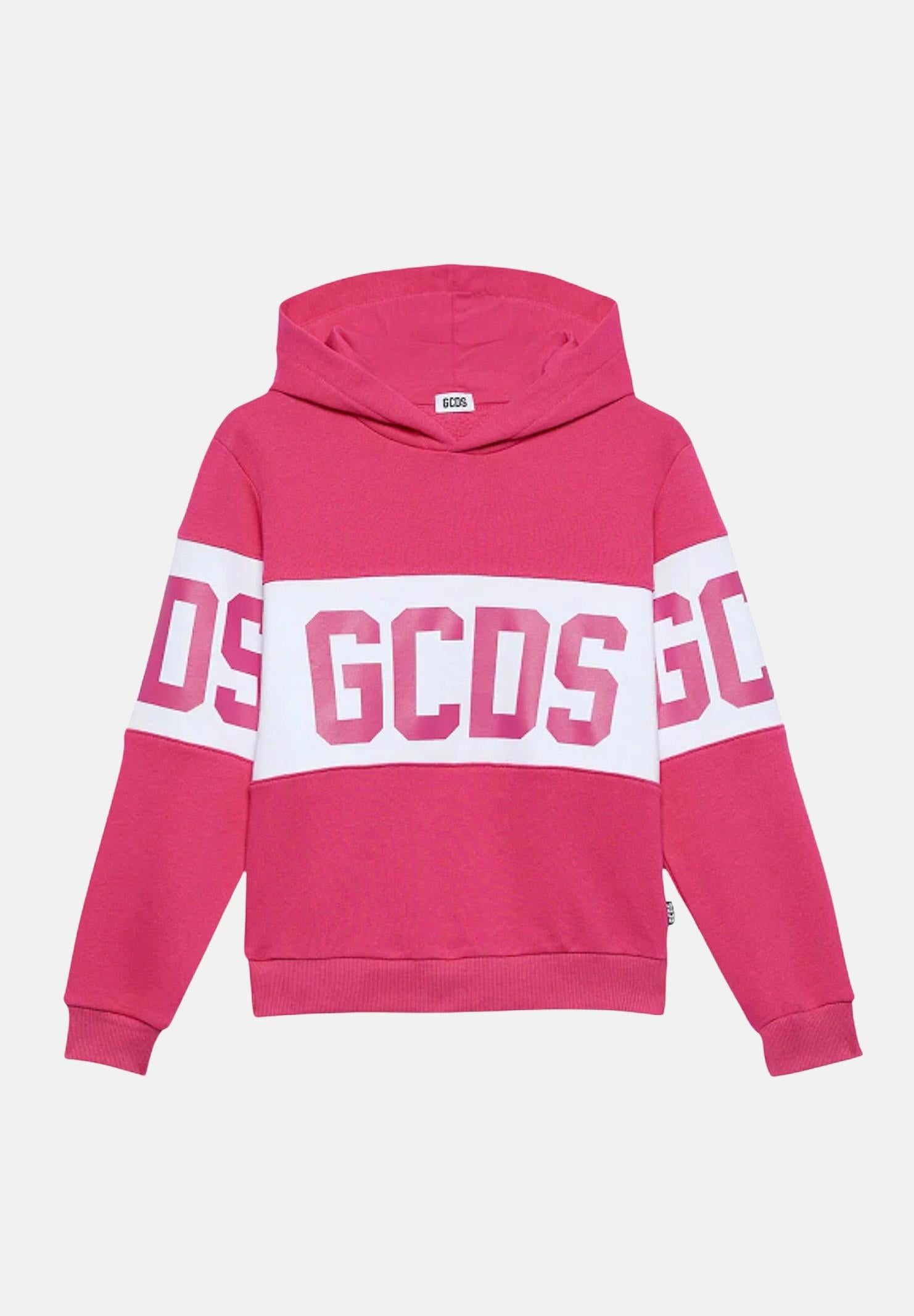 GCDS felpa con cappuccio rosa per bambina e per bambino B2KU1926BA2 59 GCDS