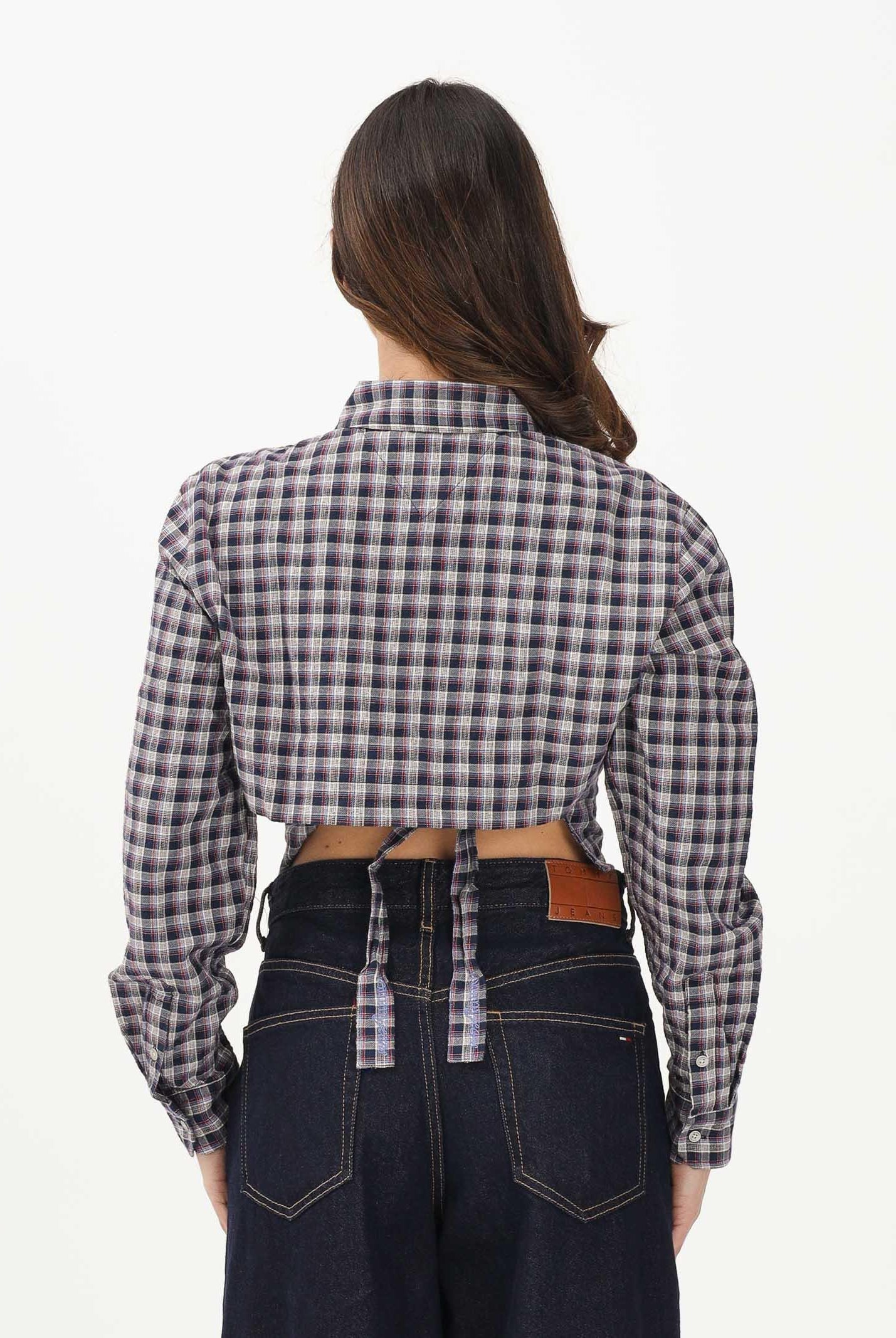 TOMMY JEANS Camicia a manica lunga blu da donna con motivo a quadri DW0DW22064 0MT TOMMY JEANS