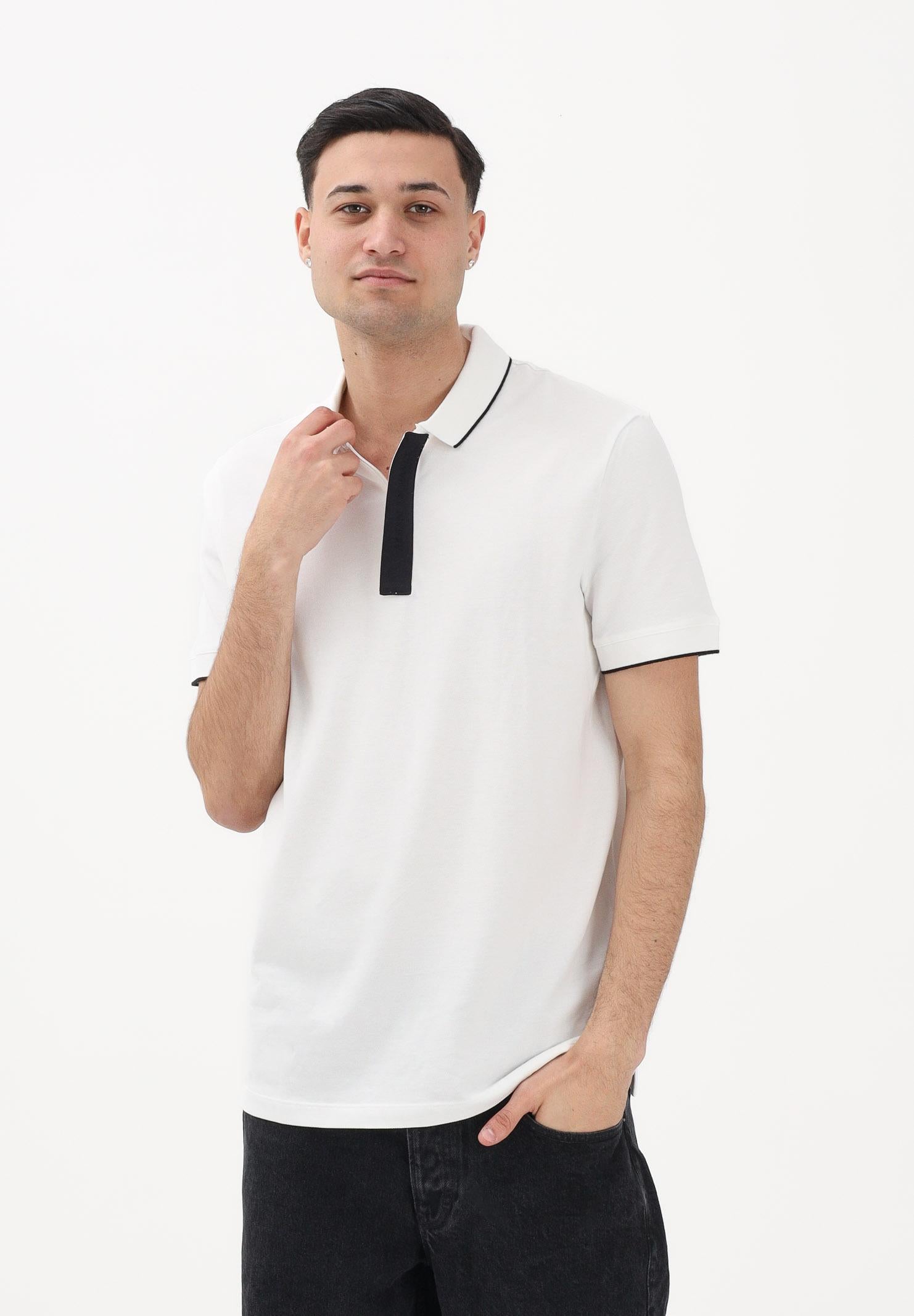 ARMANI EXCHANGE Polo a manica corta bianca da uomo con dettagli in nero XM001285AF10366 U0009 ARMANI EXCHANGE