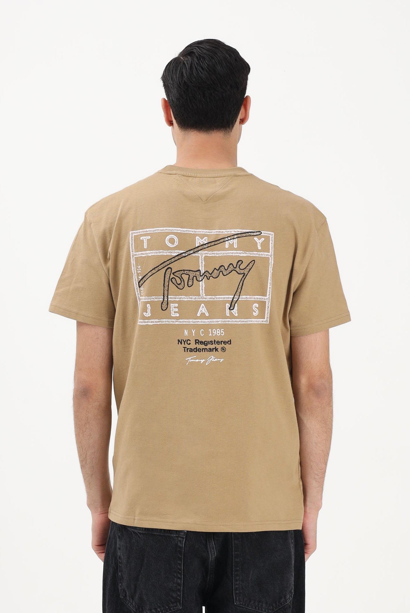 TOMMY JEANS T-shirt a manica corta Signature beige da uomo DM0DM22319 AEN TOMMY JEANS