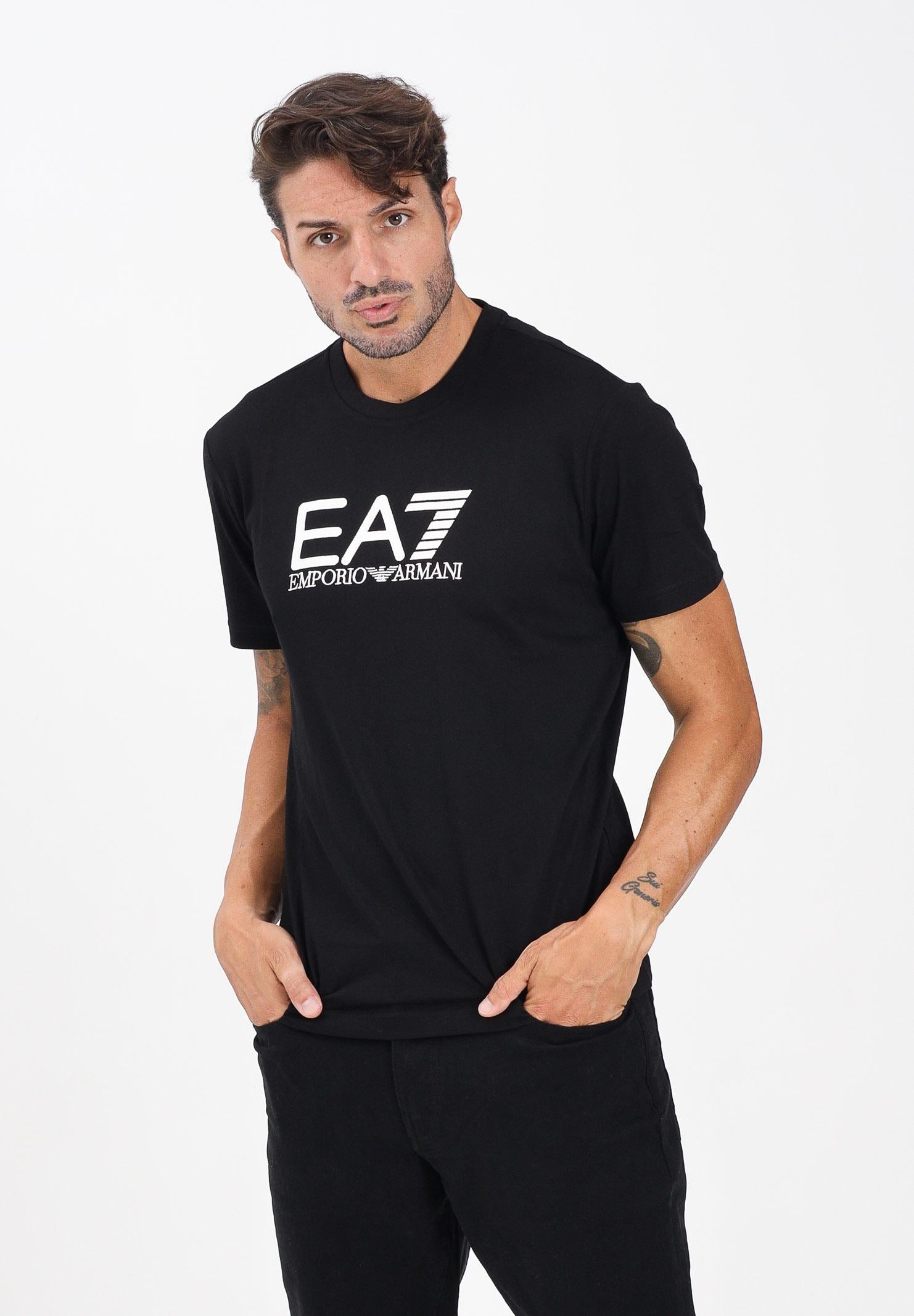EA7 T-shirt a manica corta nera da uomo con stampa logo 7M000898AF10375 MC317 EA7