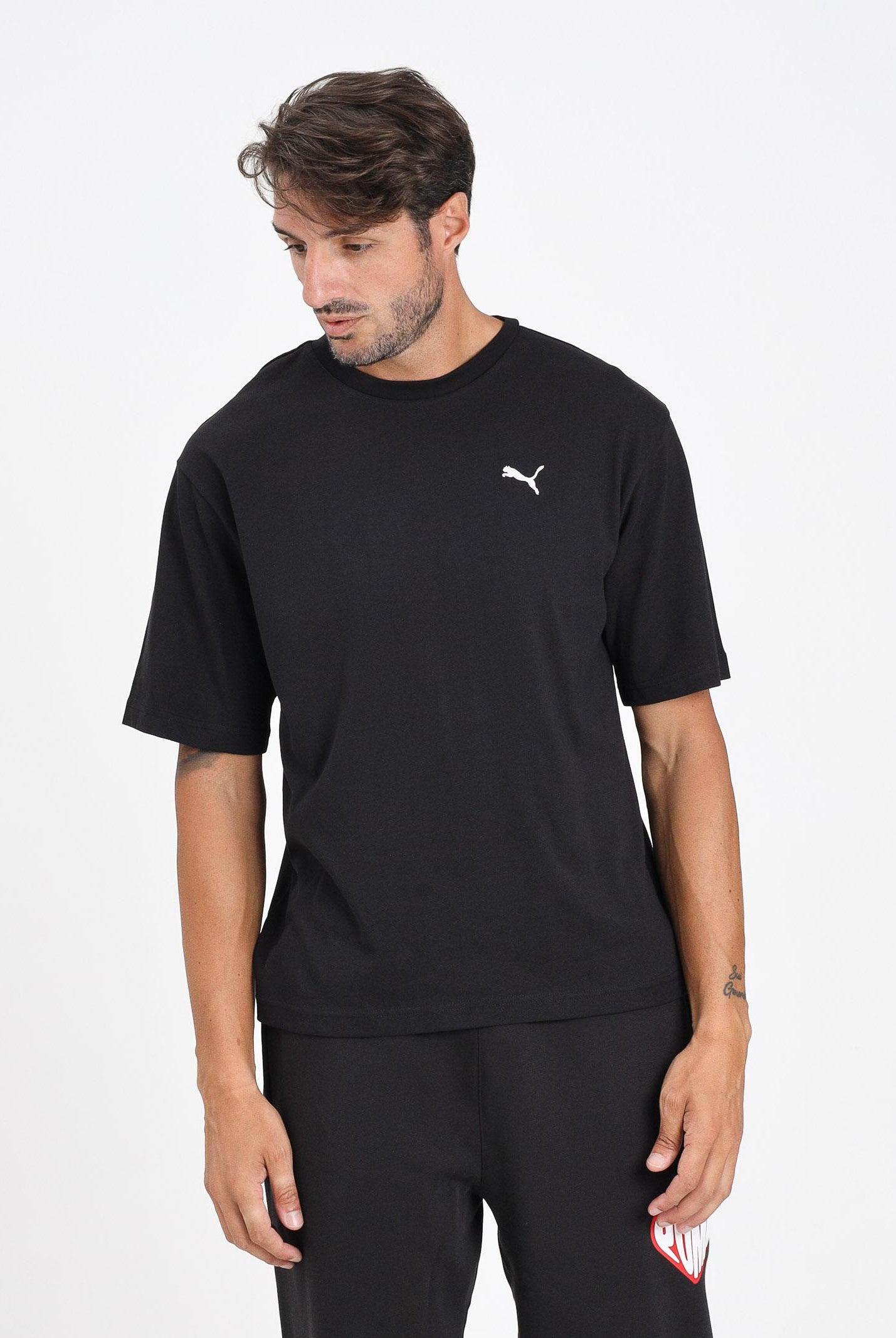 PUMA T-shirt a manica corta WARDROBE ESS nera da uomo 629645 01 PUMA