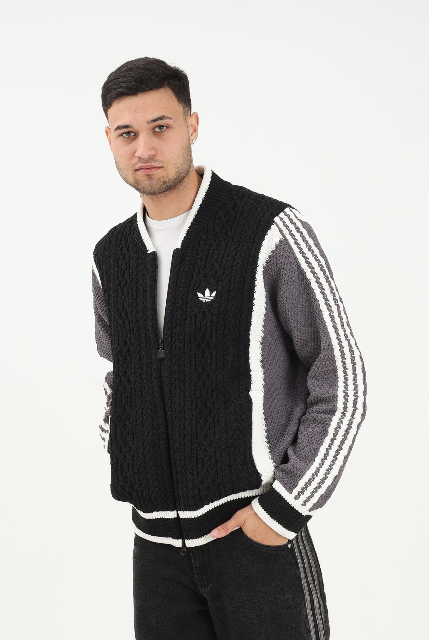 ADIDAS ORIGINALS Cardigan RETRO REMIX nero da uomo KS5437 . ADIDAS ORIGINALS