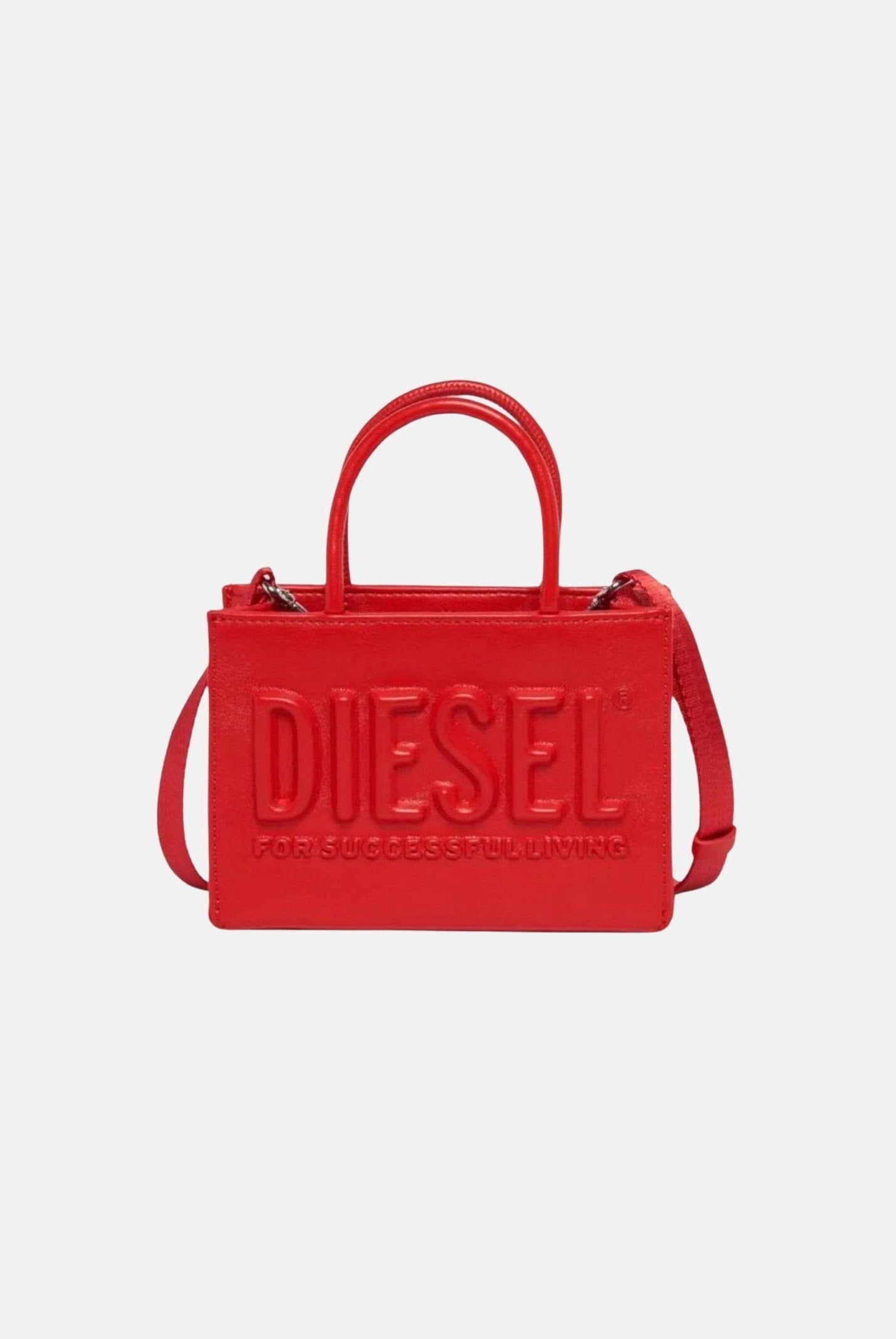 DIESEL Borsa a mano rossa da donna con logo in rilievo J02529P8073 T4346 DIESEL