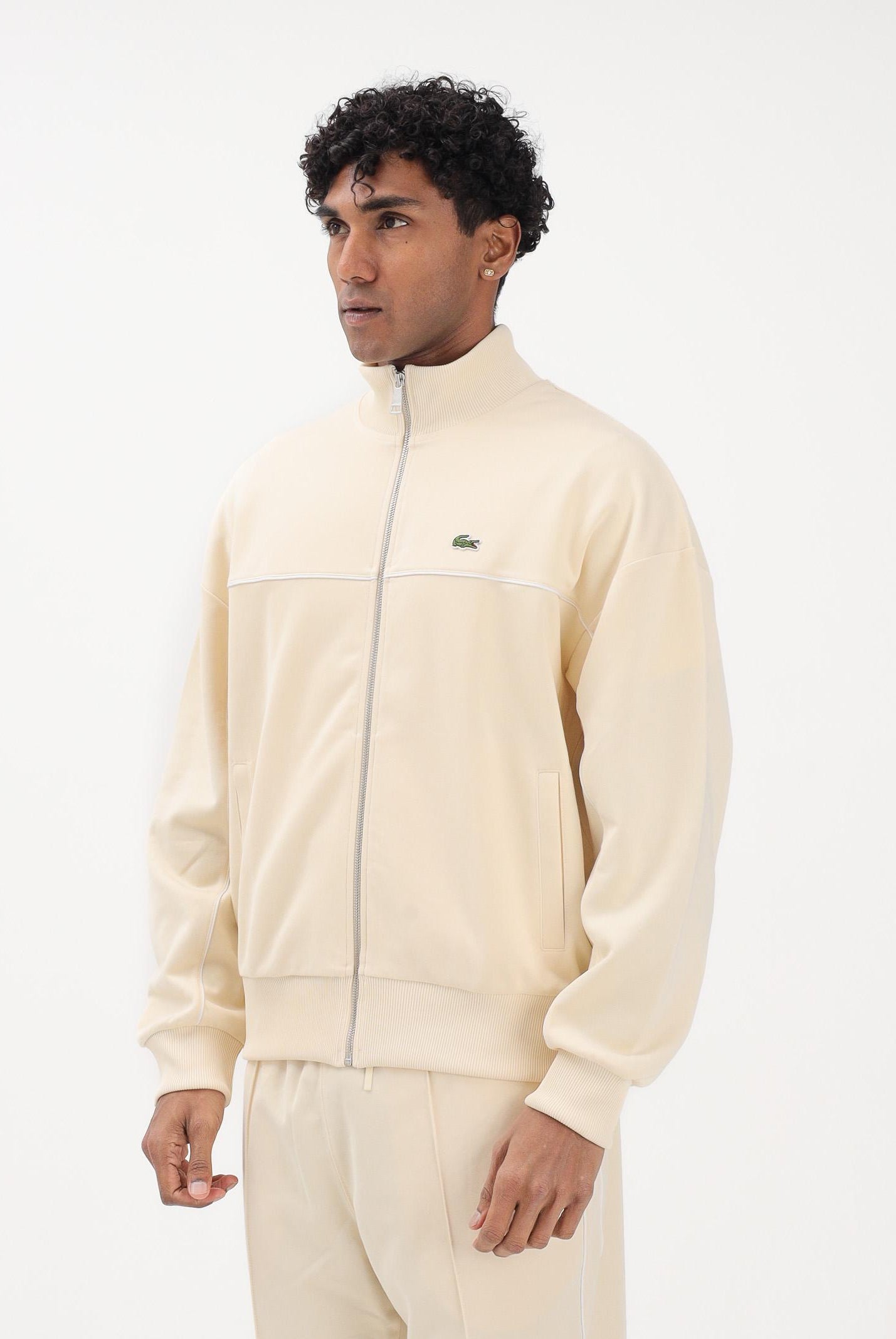 LACOSTE Felpa con zip crema da uomo SH0627 056 LACOSTE