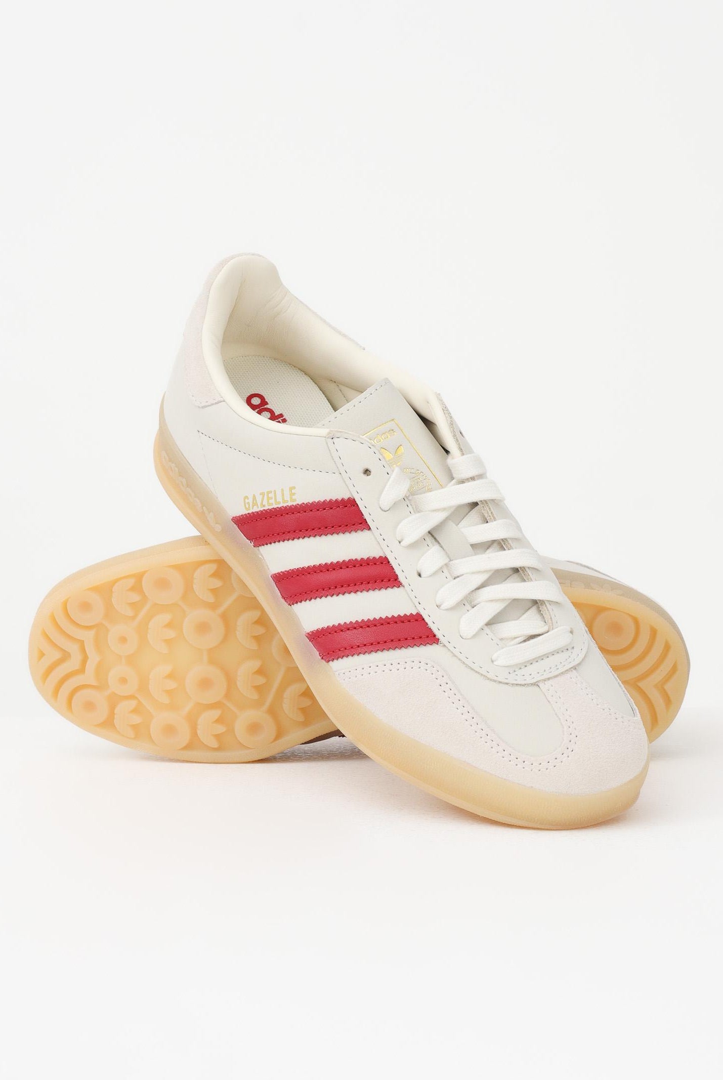 ADIDAS ORIGINALS Sneakers GAZELLE INDOOR AYAKKABI beige e rosse per uomo e donna IH9676 . ADIDAS ORIGINALS