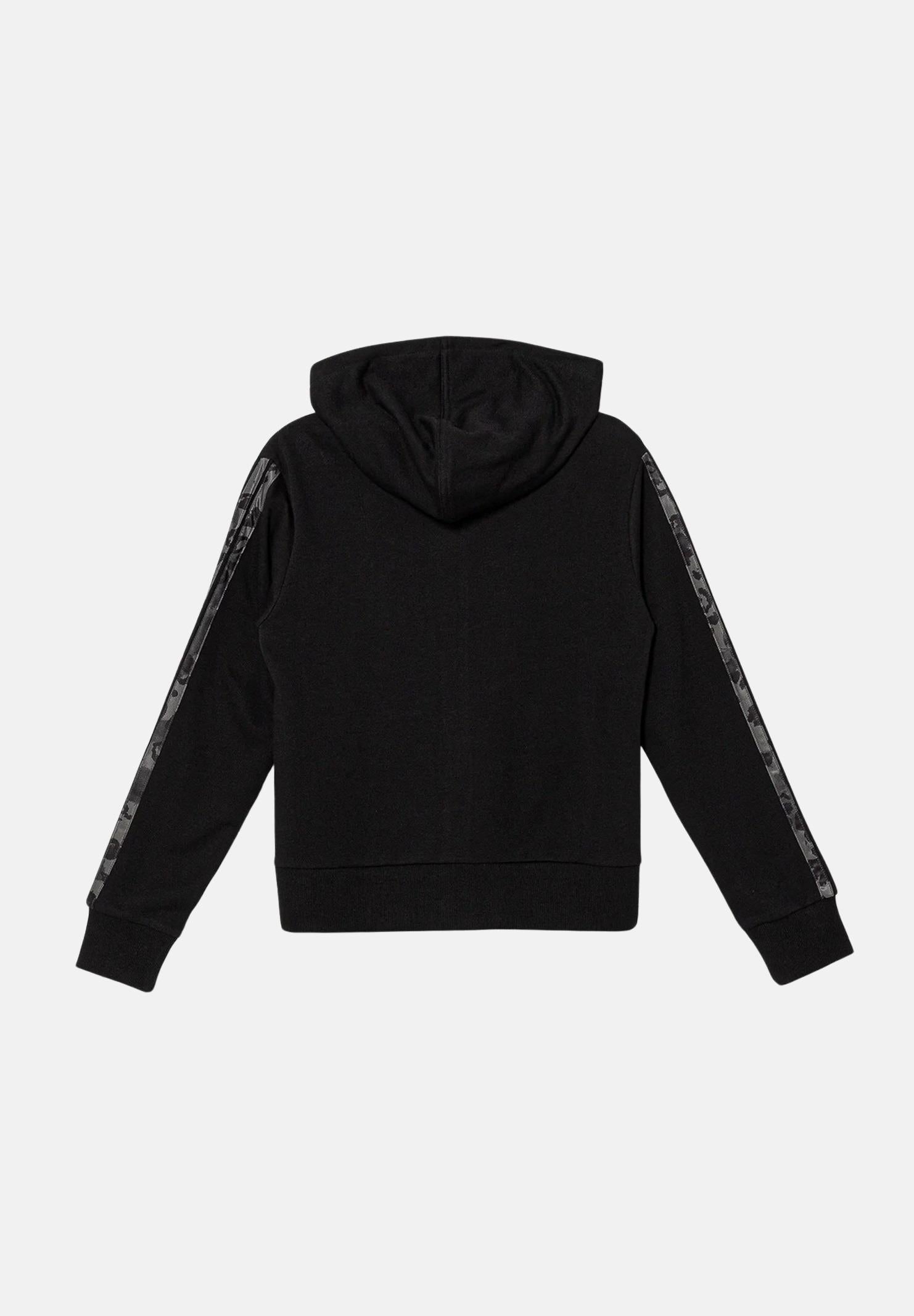 ADIDAS ORIGINALS Felpa con zip 3 Stripes Animal French Terry nera da bambina KC5418 ADIDAS ORIGINALS