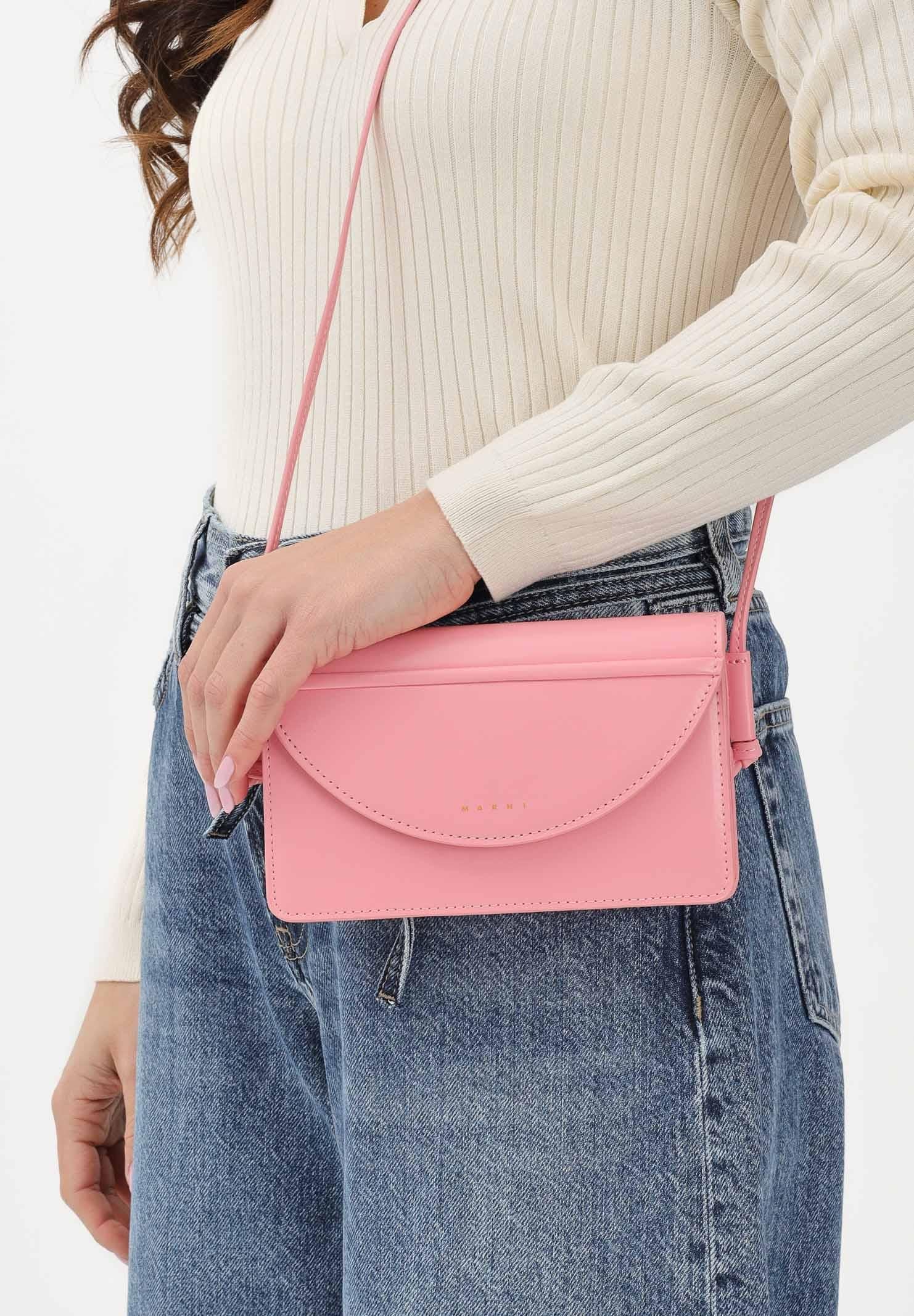 MARNI Borsa a tracolla rosa da donna con logo M01256M00TK 0M351 MARNI