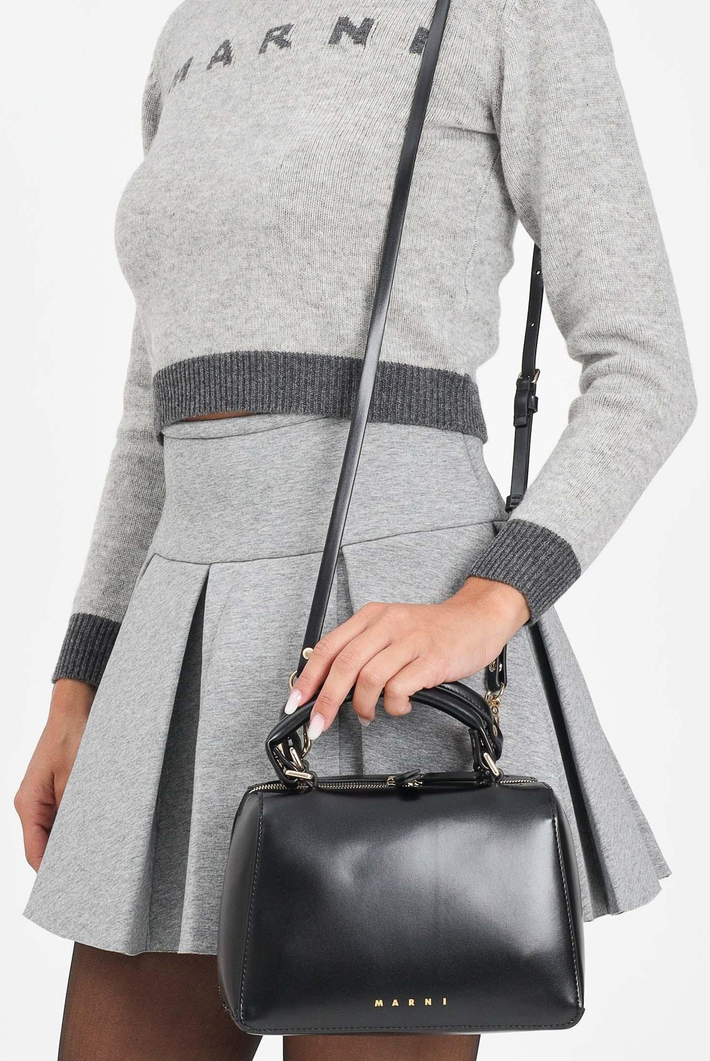 MARNI Borsa a mano nera da donna con logo M01608M00TK 0M900 MARNI