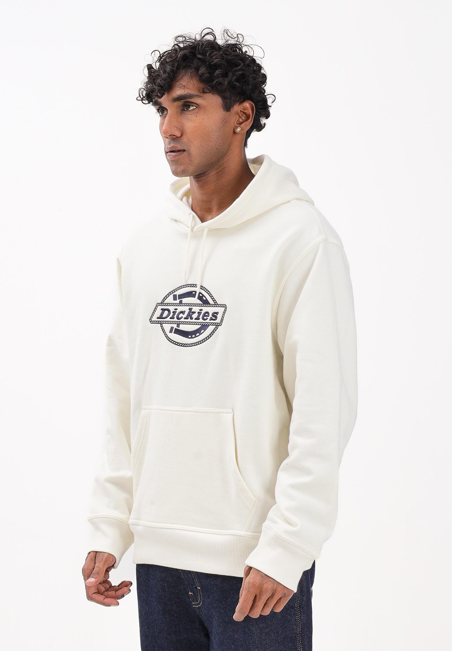 DICKIES forth shaw felpa con cappuccio panna da uomo con logo ricamato in blu. DK0A88L4C481 DIckies