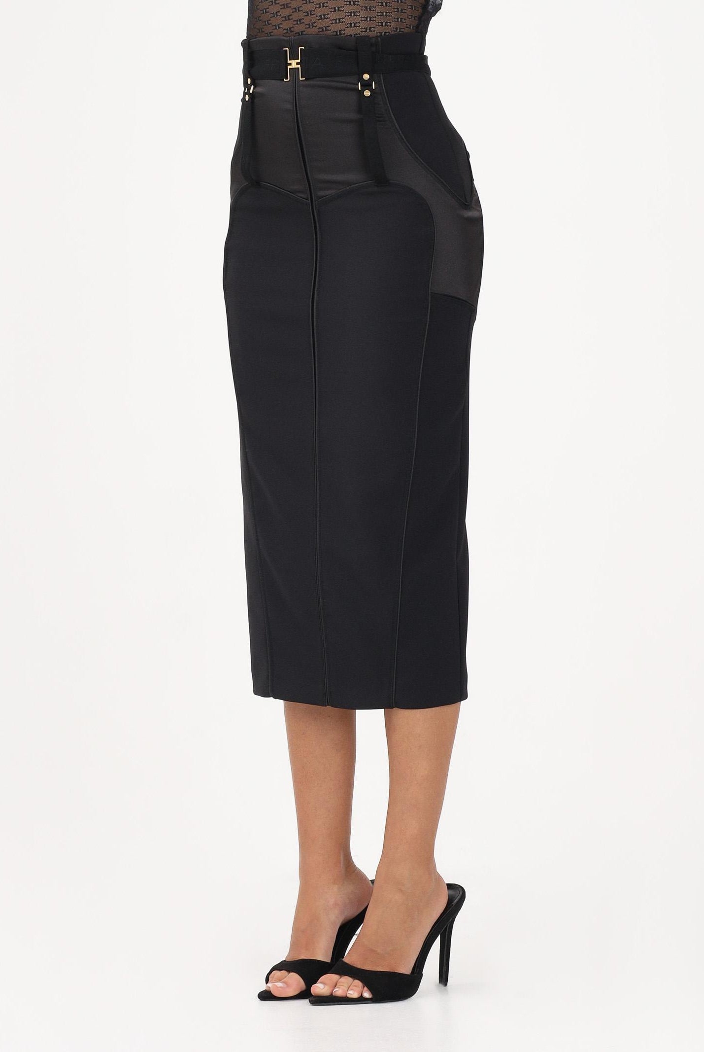 ELISABETTA FRANCHI Gonna midi nera da donna dalla costruzione a bustier GO14862E2 110 ELISABETTA FRANCHI