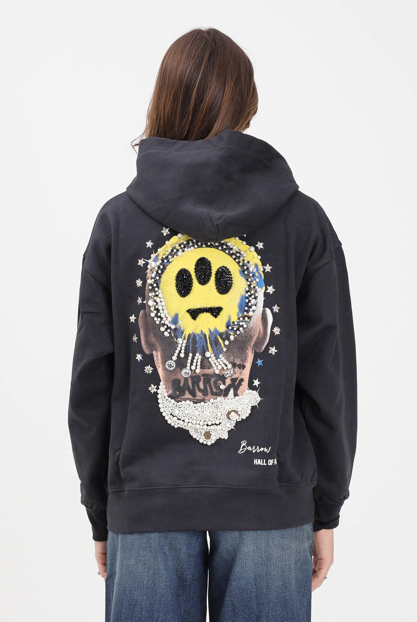 BARROW Felpa con cappuccio grigia per uomo e donna caratterizzata da maxi stampa sul retro F5BWUAHS125 251 BARROW