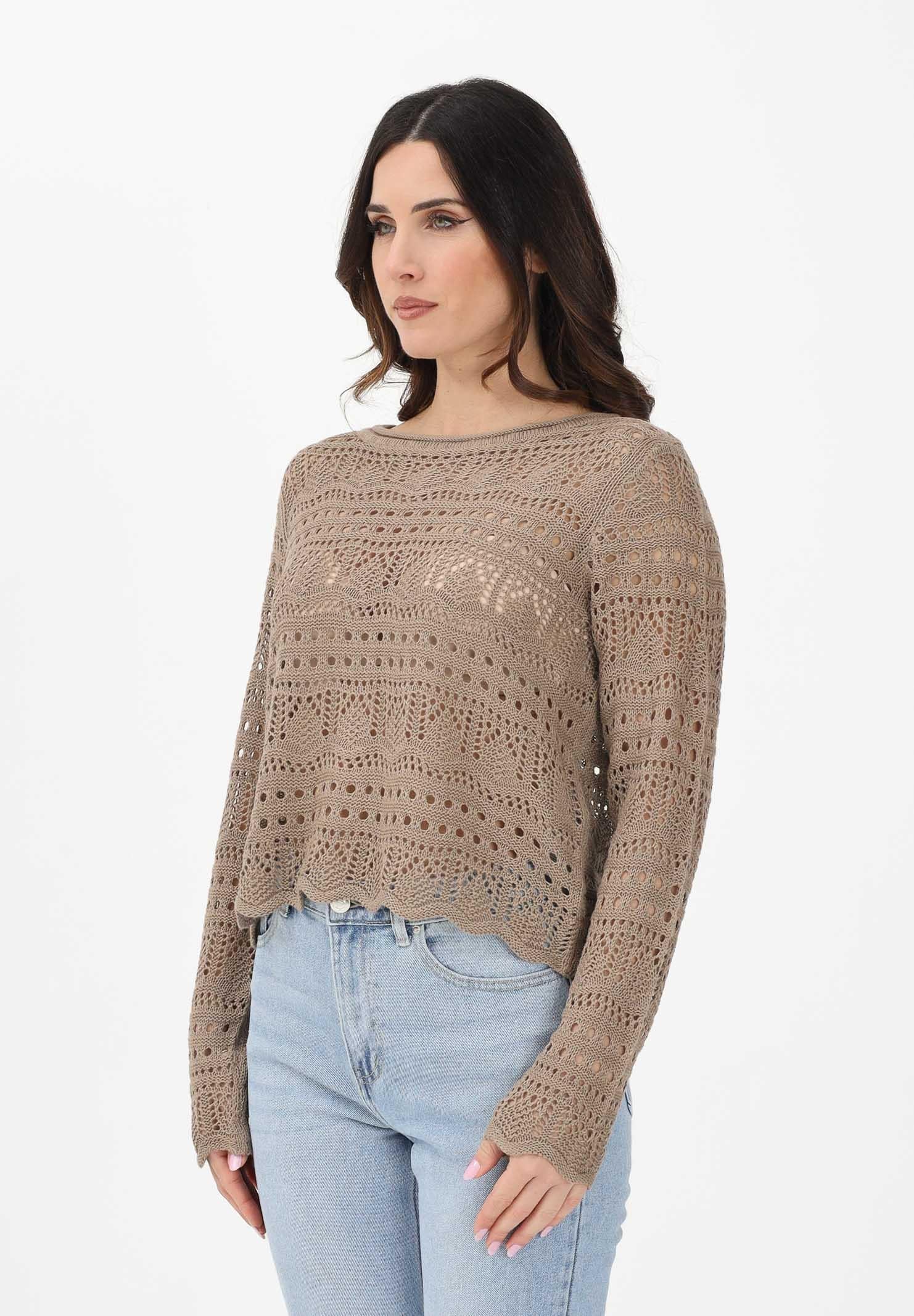 JDY Maglia traforata fango da donna 15287384 GR JDY