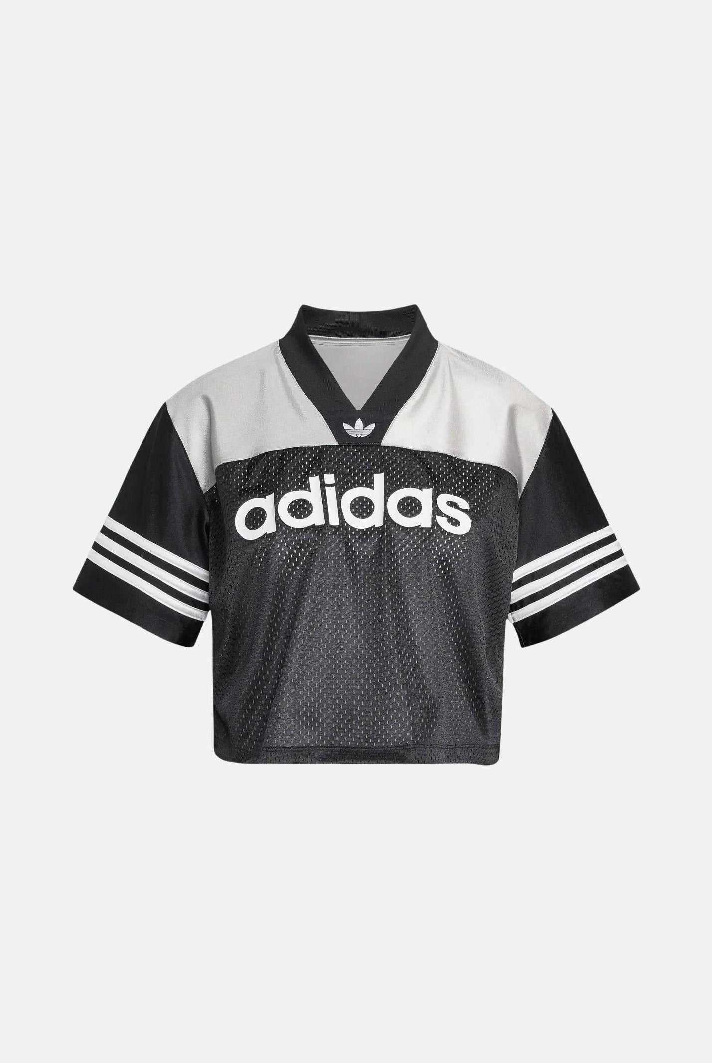 ADIDAS ORIGINALS T-shirt Crop Jersey Black/Grey Two/White nera, grigia e bianca donna KQ6427 . ADIDAS ORIGINALS