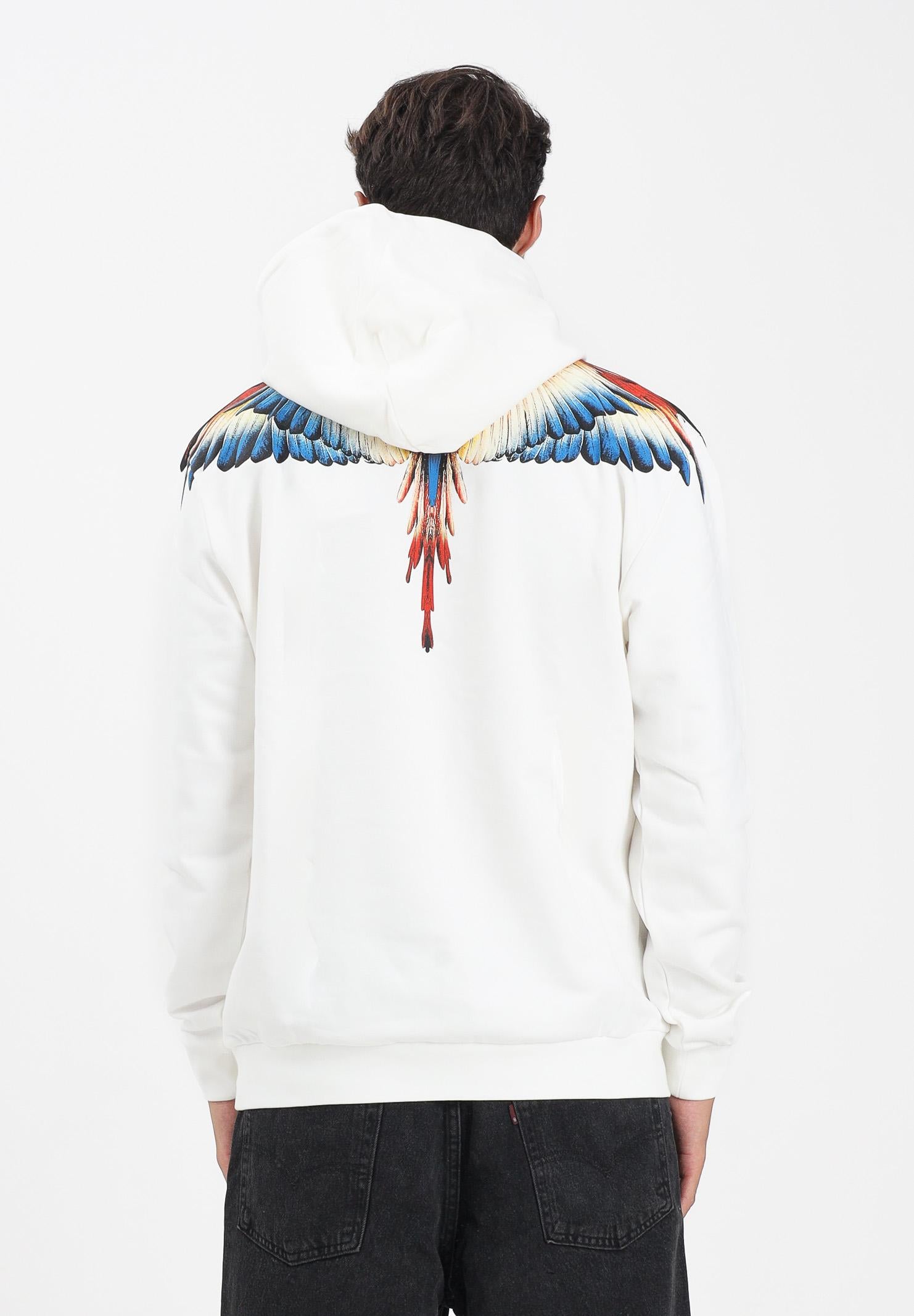 MARCELO BURLON COUNTY OF MILAN Felpa con cappuccio bianca da uomo caratterizzata da stampa ali F5CAMAHS059 013 MARCELO BURLON COUNTY OF MILAN