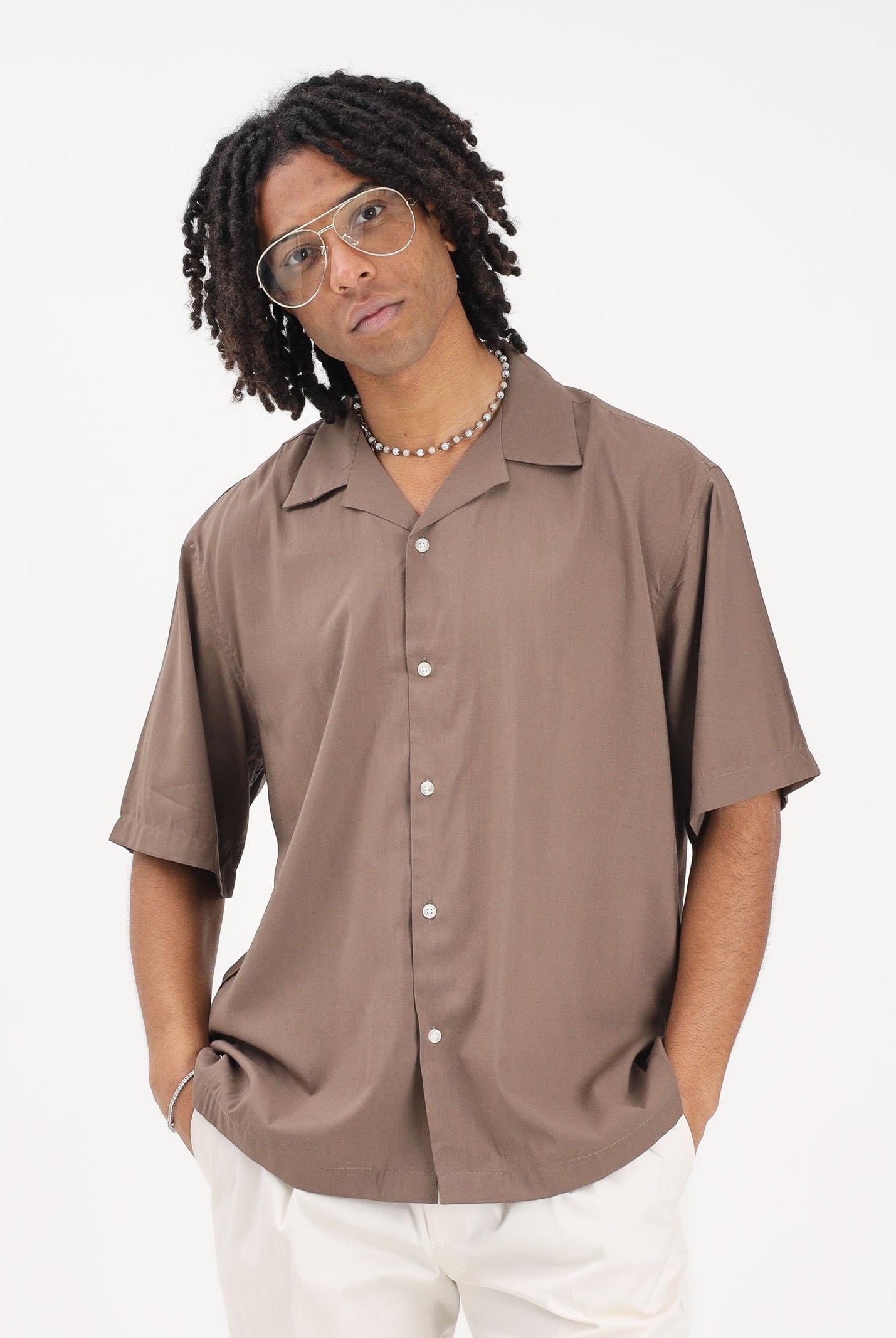 SELECTED HOMME Camicia a manica corta marrone da uomo 16091381 CHCH SELECTED HOMME