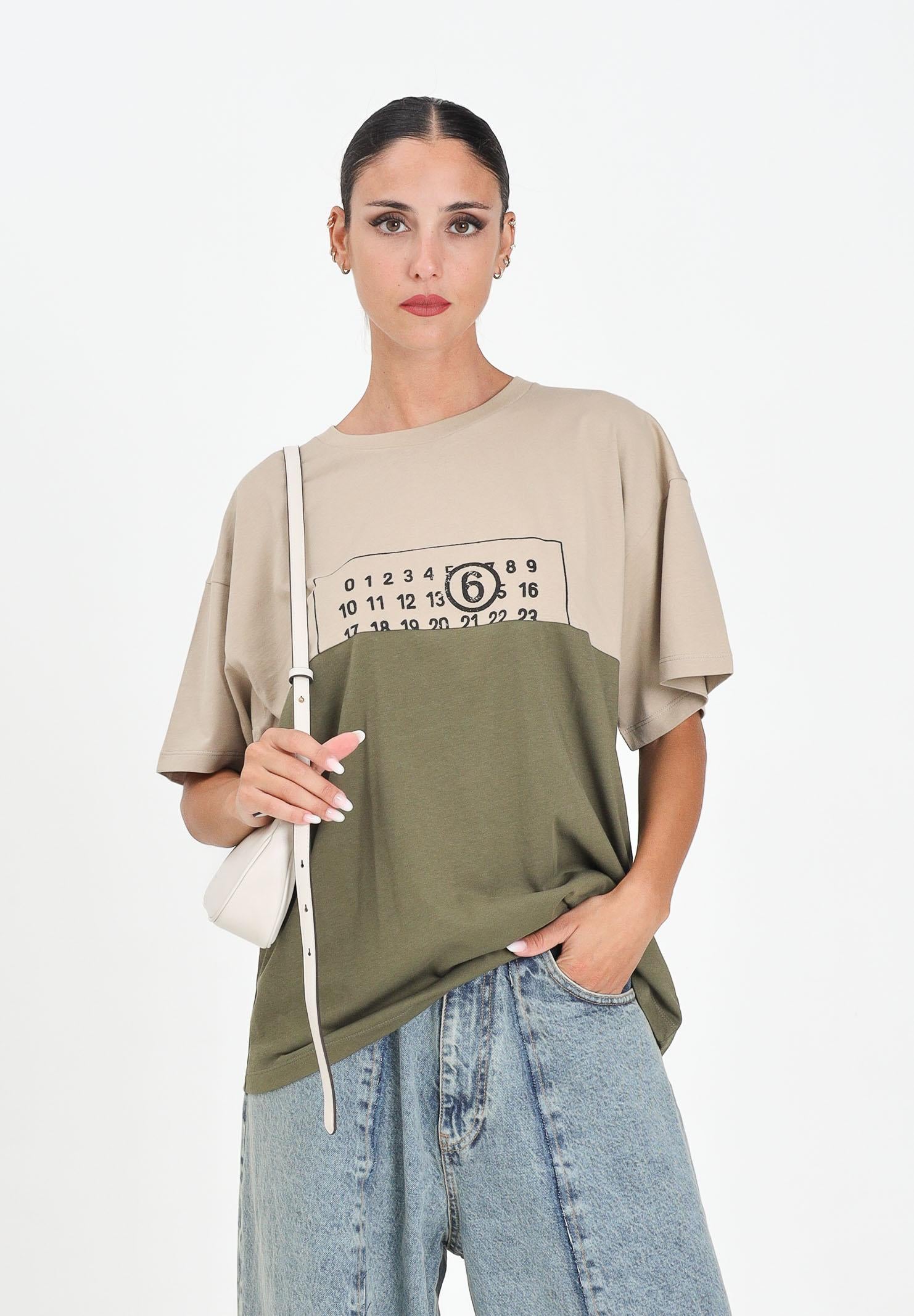 MAISON MARGIELA T-shirt a manica corta beige e verde per donna, ragazzi e bambini caratterizzata da una costruzione re-cut M60876MM04I M6C38 MAISON MARGIELA