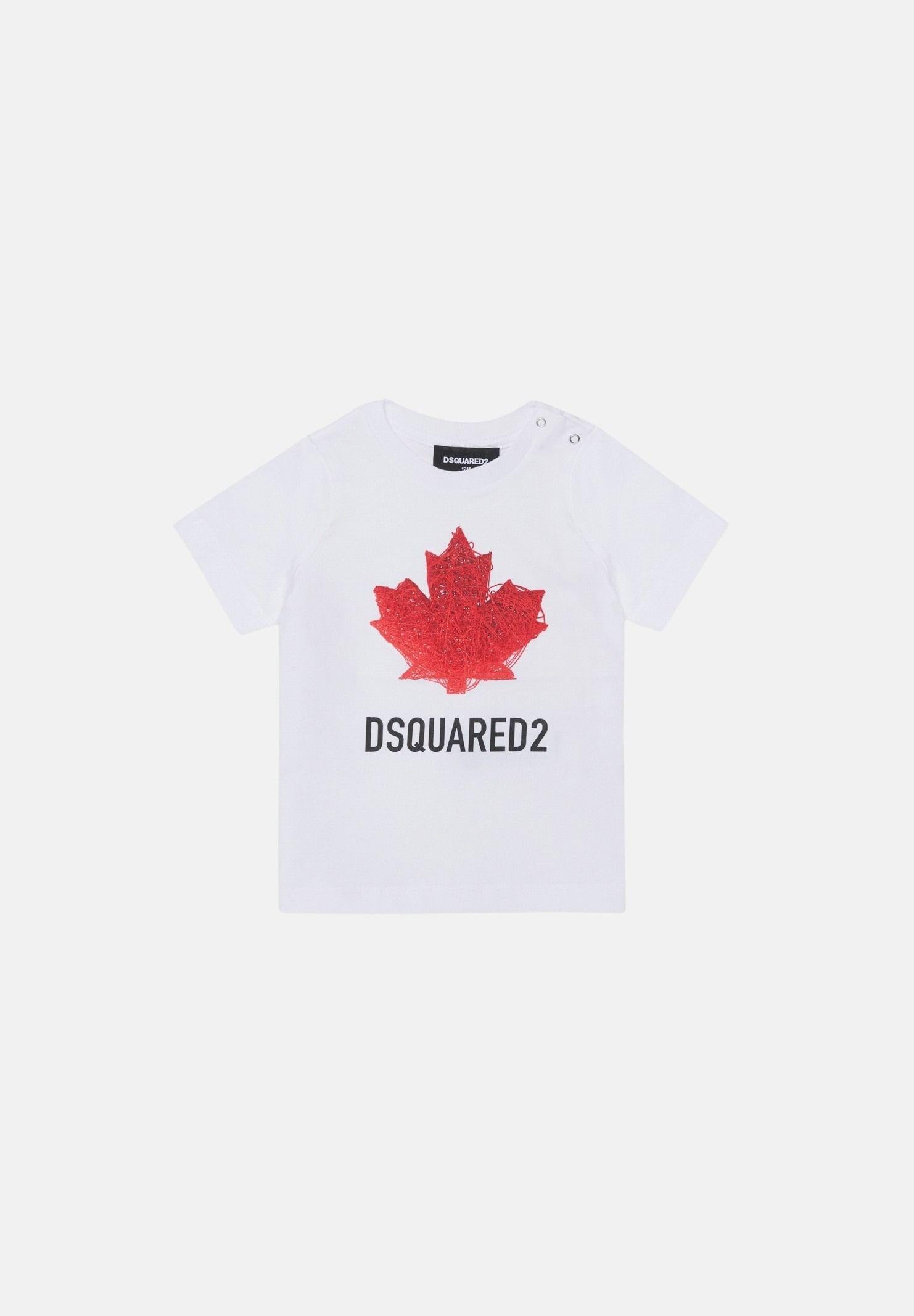 DSQUARED2 T-shirt a manica corta bianca da neonato con stampa DQ3278D00XM DQ100 DSQUARED2