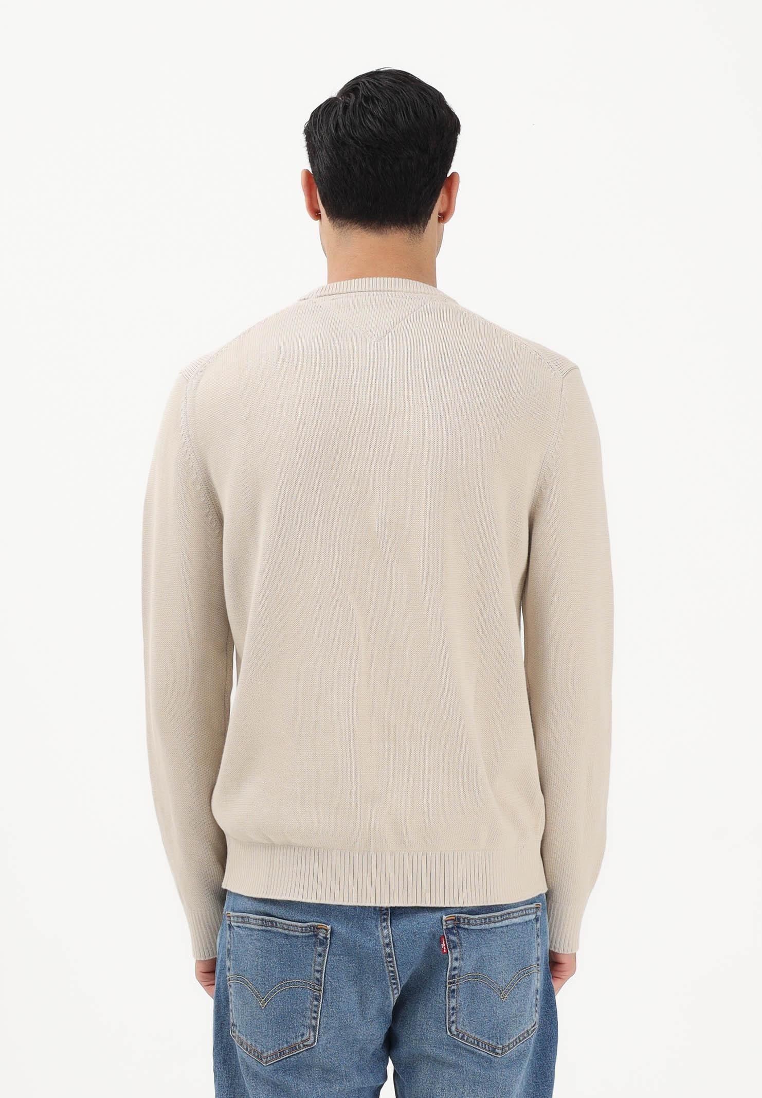 TOMMY JEANS Maglioncino girocollo beige da uomo con logo DM0DM21787 ABY TOMMY JEANS
