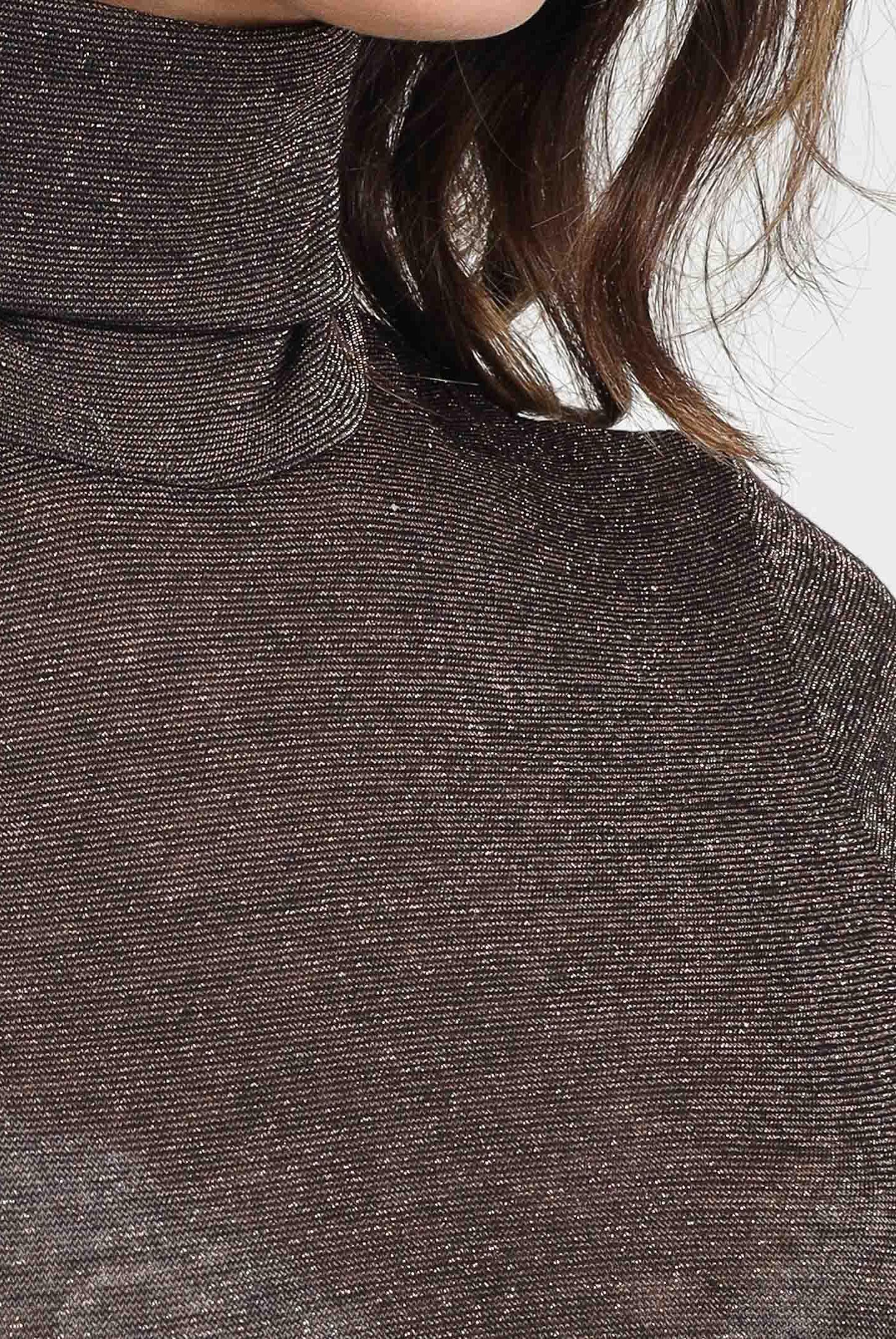 SIMONA CORSELLINI Maglia a manica lunga marrone da donna con finitura glitterata A25CPMG00801-C00081 V0746 SIMONA CORSELLINI