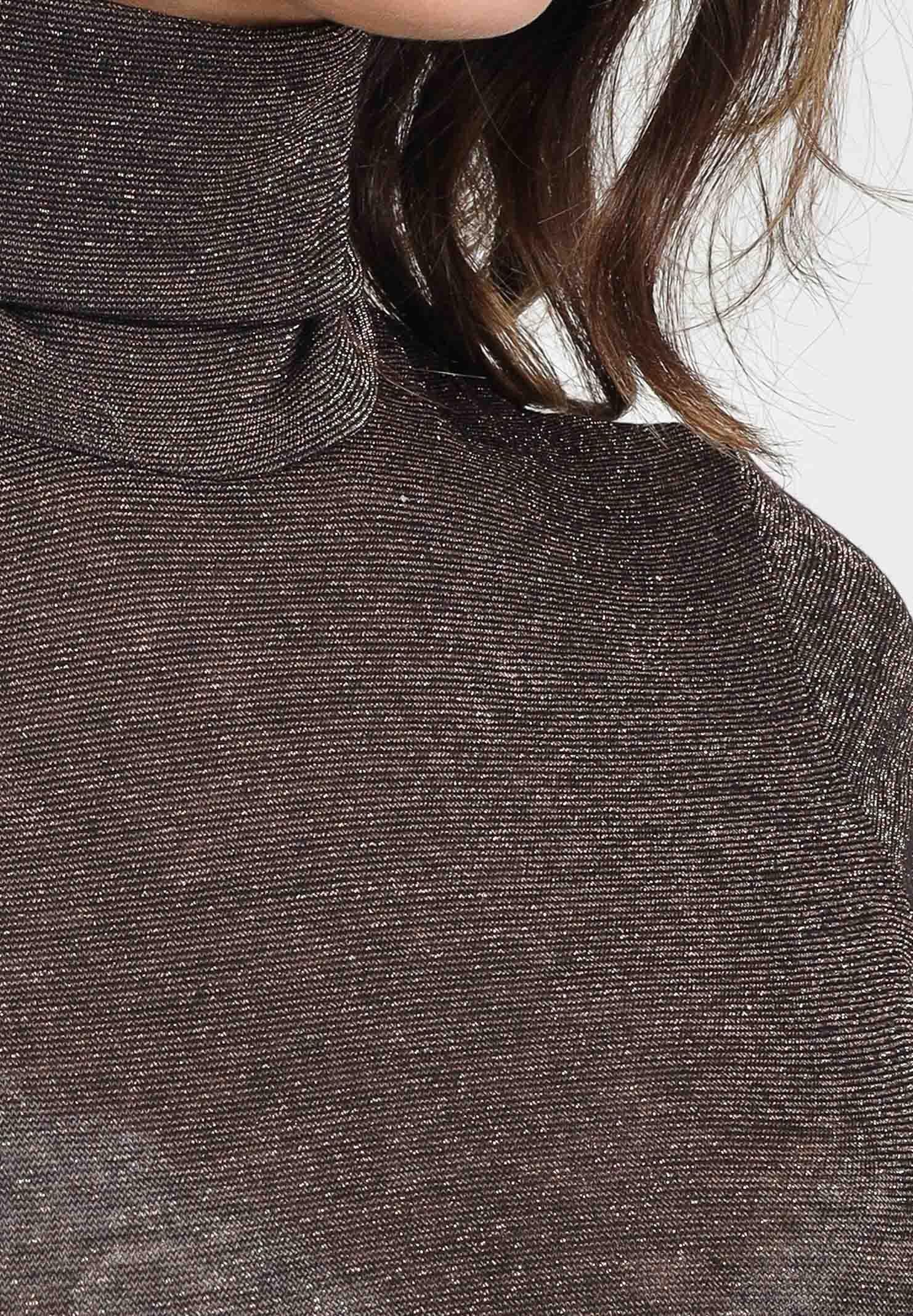 SIMONA CORSELLINI Maglia a manica lunga marrone da donna con finitura glitterata A25CPMG00801-C00081 V0746 SIMONA CORSELLINI