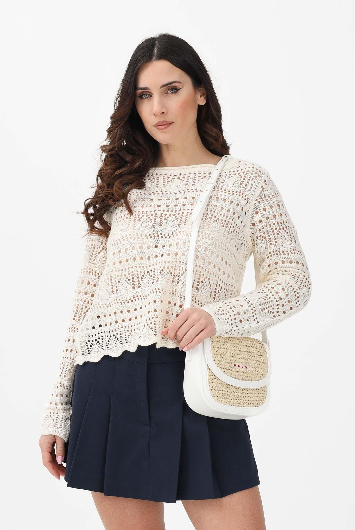 JDY Maglia traforata panna da donna 15287384 EG JDY