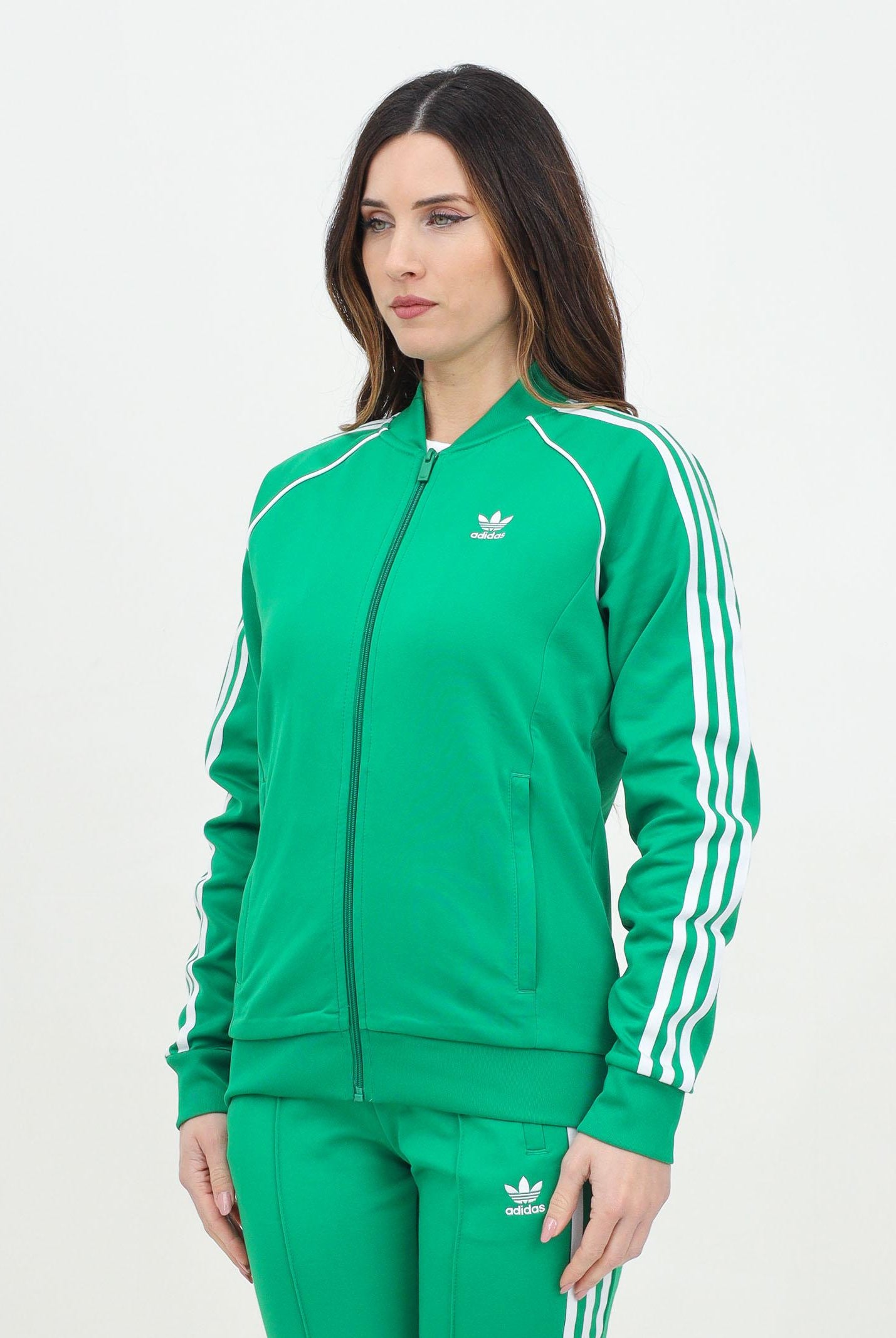 ADIDAS ORIGINALS Felpa con zip Adicolor Classics SST verde da donna IK4030 ADIDAS ORIGINALS