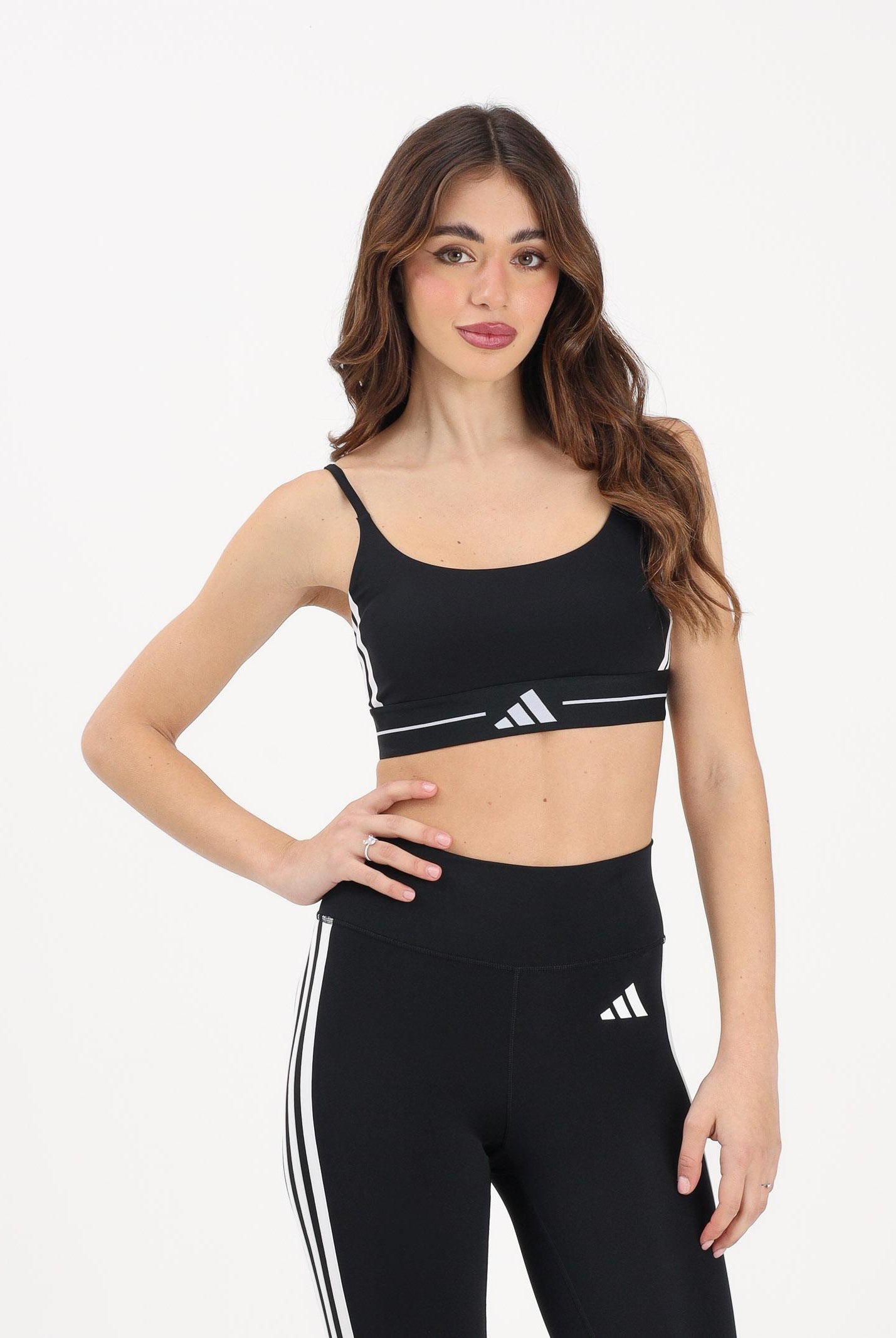 ADIDAS PERFORMANCE Top sportivo Hyperglam 3-Stripes Light Support nero da donna KB3683 . ADIDAS PERFORMANCE