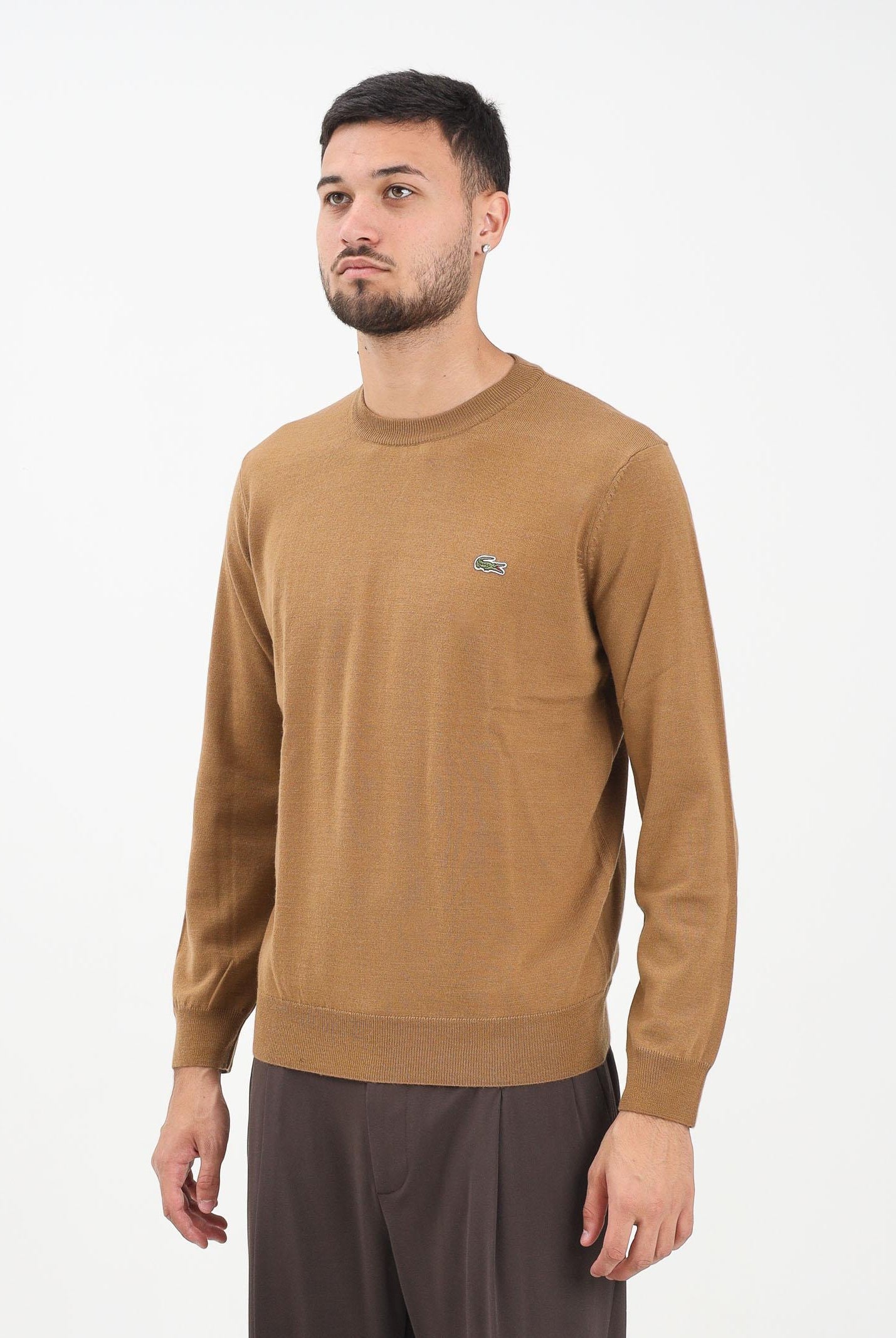 LACOSTE Maglioncino girocollo cammello da uomo AH3225 DPC LACOSTE